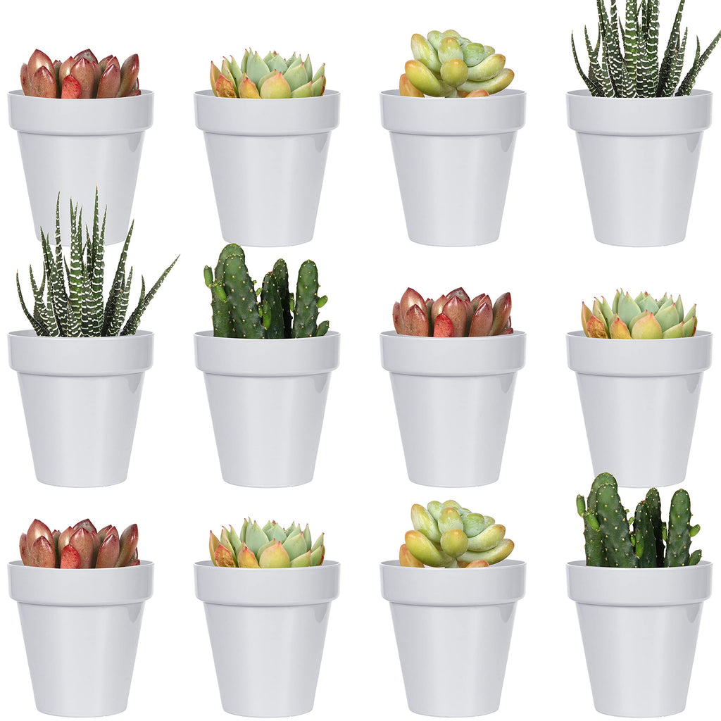 Youngever 24 Pack 2 Inch Mini Plastic Planters, Indoor Flower Plant Pots, Grey Gardening Pot with Drainage - NO Plant Included