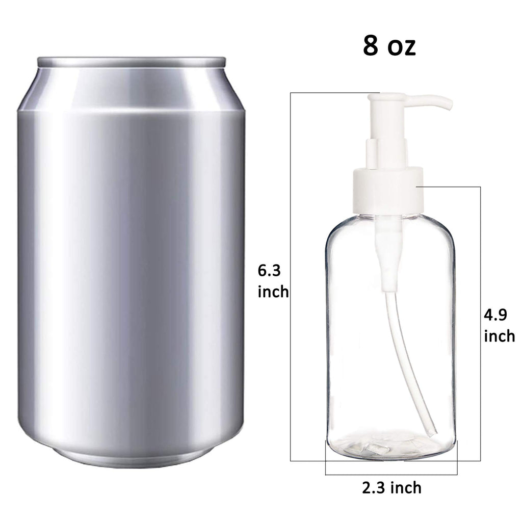 Youngever 6 Pack Plastic Pump Bottles 8 Ounce, Refillable Plastic Pump Bottles with Travel Lock