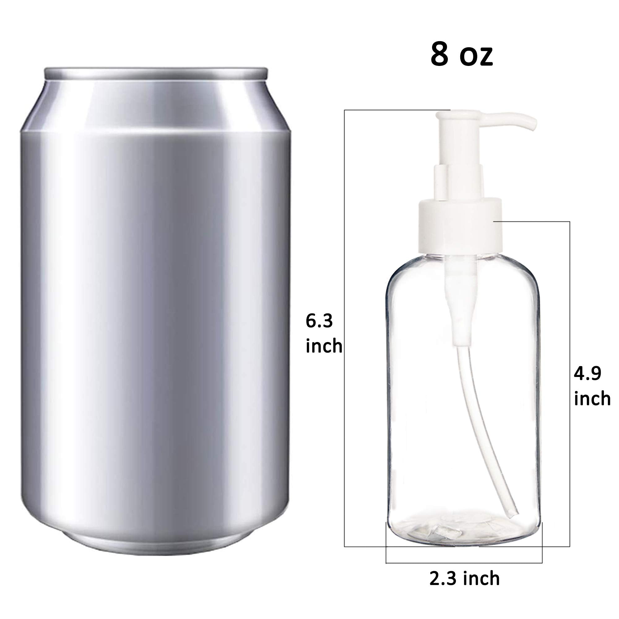 Youngever 6 Pack Plastic Pump Bottles 8 Ounce, Refillable Plastic Pump Bottles with Travel Lock
