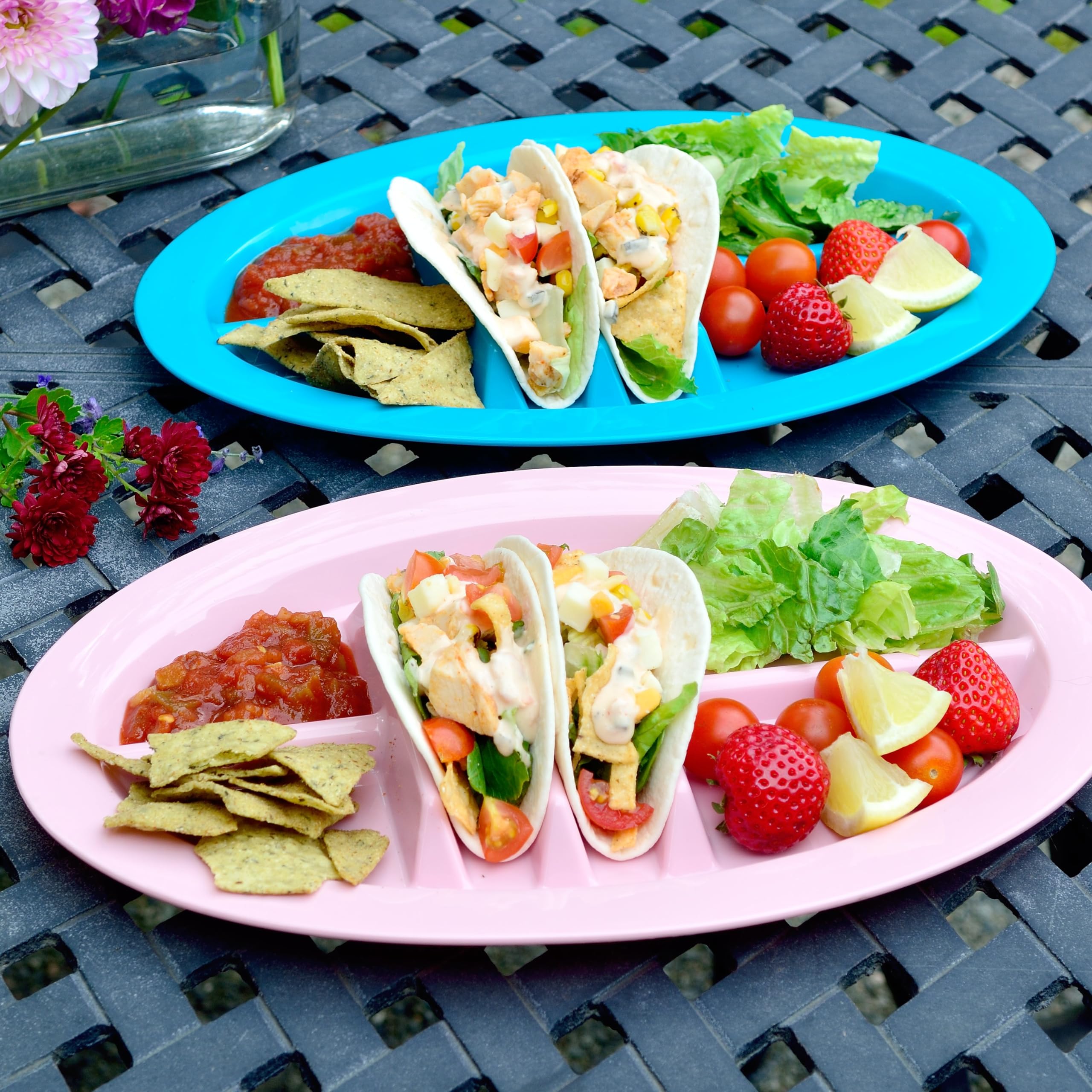Youngever 9 Pack Plastic Taco Holder Plates, Reusable Taco Trays, Set of 9 in 9 Assorted Colors