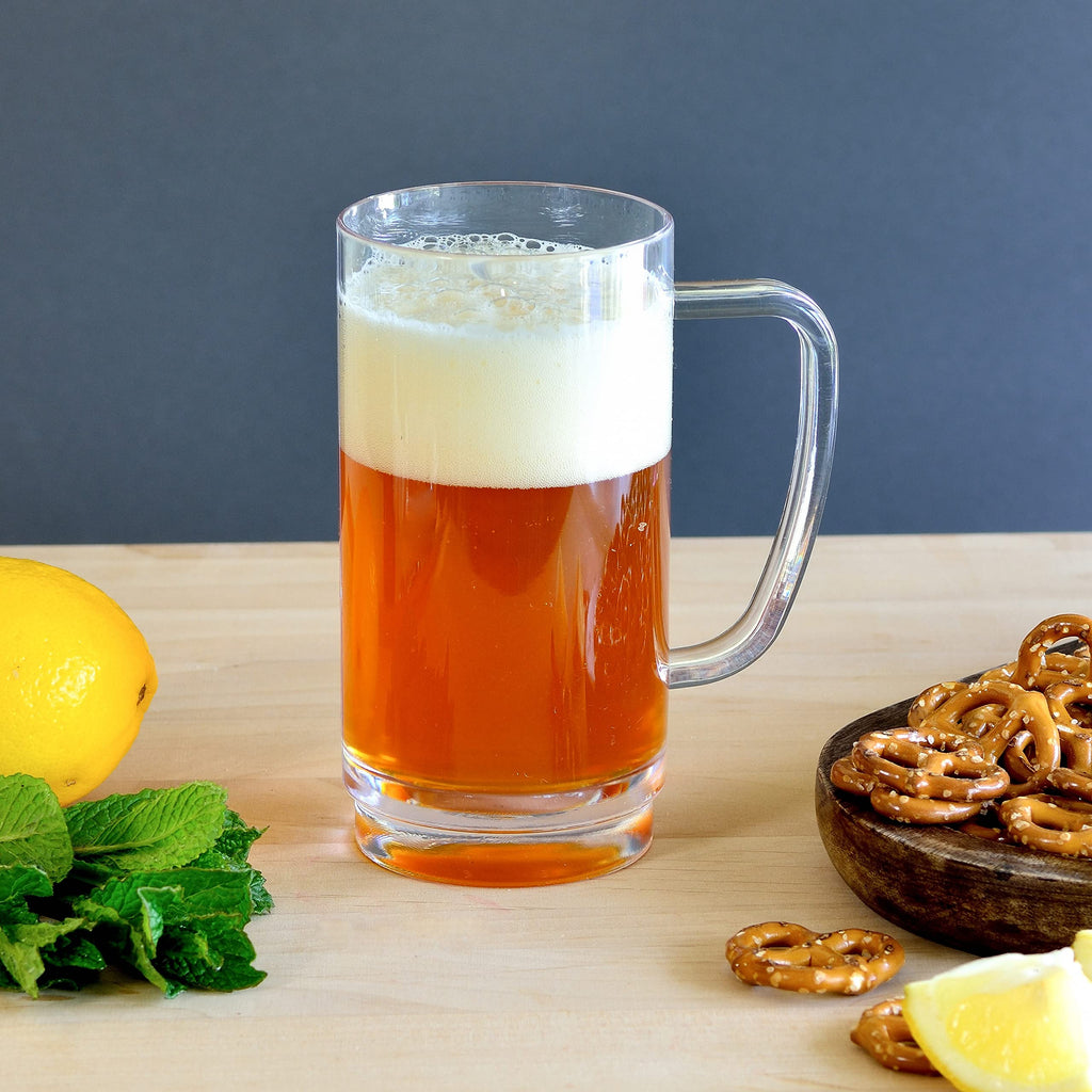 Youngever 4 Pack 16 Ounce Beer Glasses, Reusable Plastic Beer Mugs