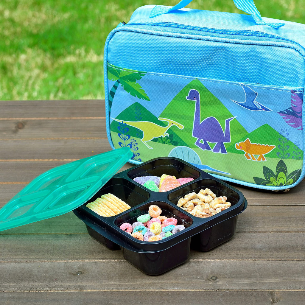 Youngever 8 Pack 4-Compartment Reusable Snack Box Food Containers, Bento Lunch Box, Meal Prep Containers, Divided Food Storage Containers