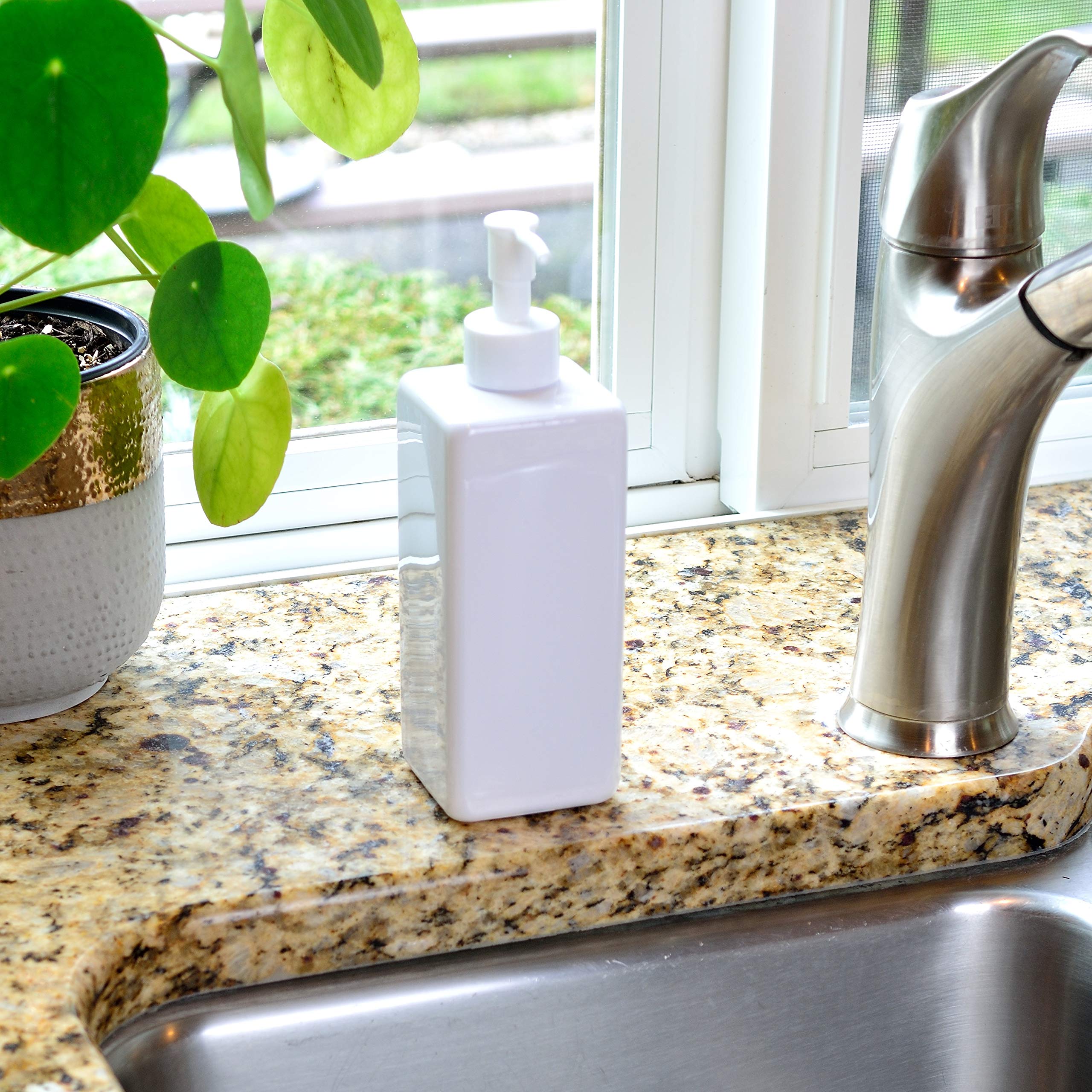 Youngever 5 Pack 16 Ounce Plastic Pump Bottles, Refillable Square Plastic Pump Bottles for Dispensing Lotions, Shampoos and More