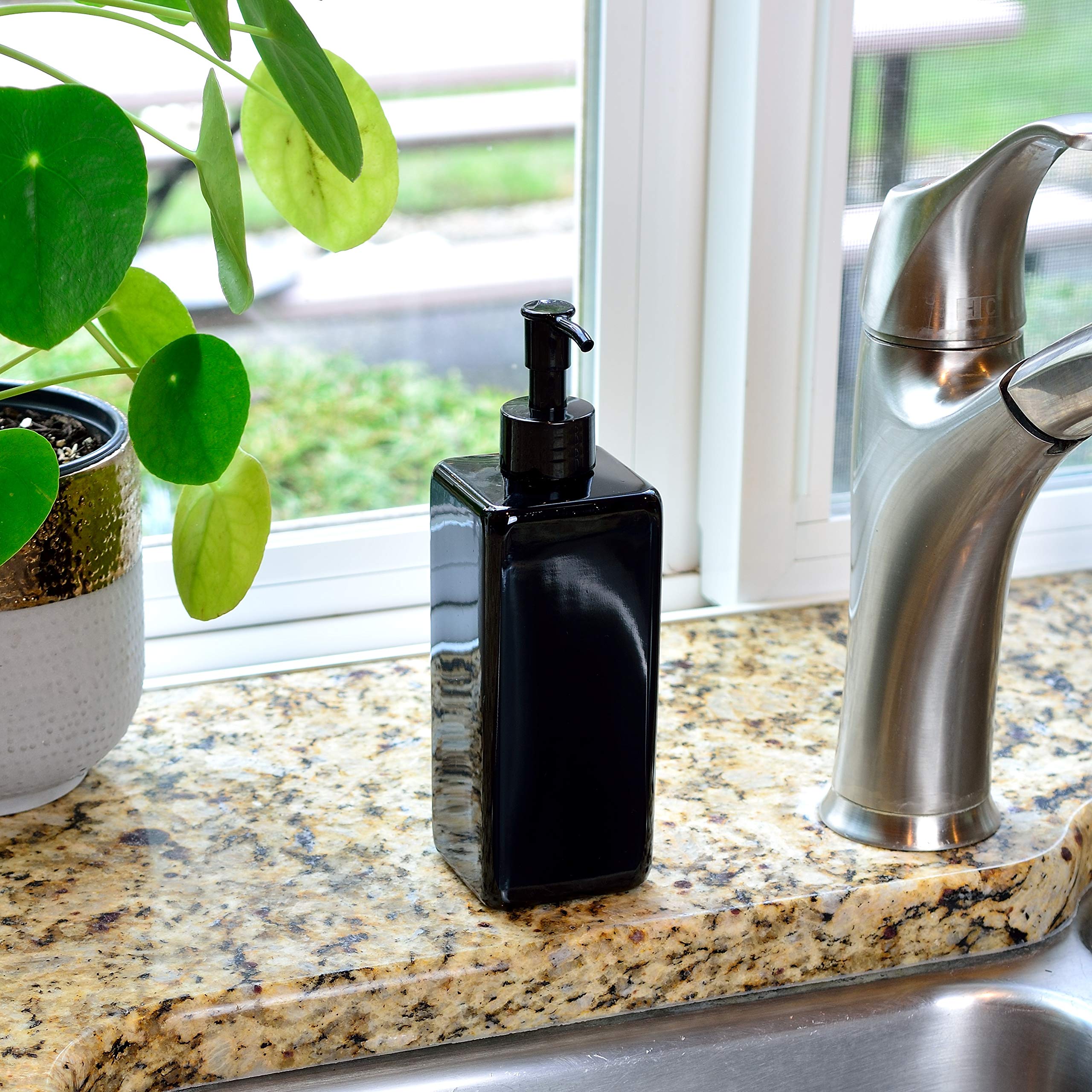 Youngever 5 Pack 16 Ounce Plastic Pump Bottles, Refillable Square Plastic Pump Bottles for Dispensing Lotions, Shampoos and More