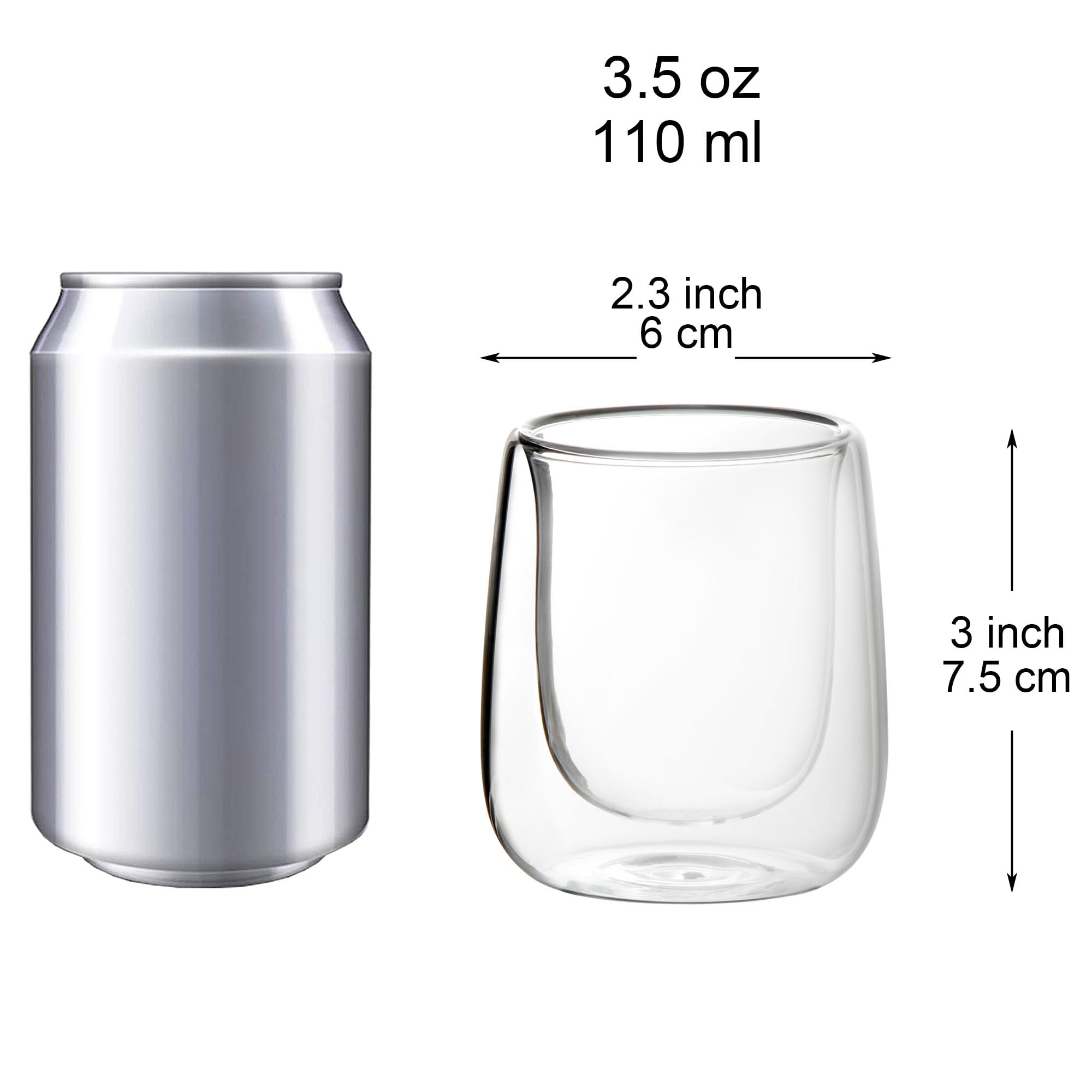 Youngever 3 Pack Espresso Cups, Double Wall Thermo Insulated Espresso Cups, Glass Coffee Cups, 3.5 Ounce