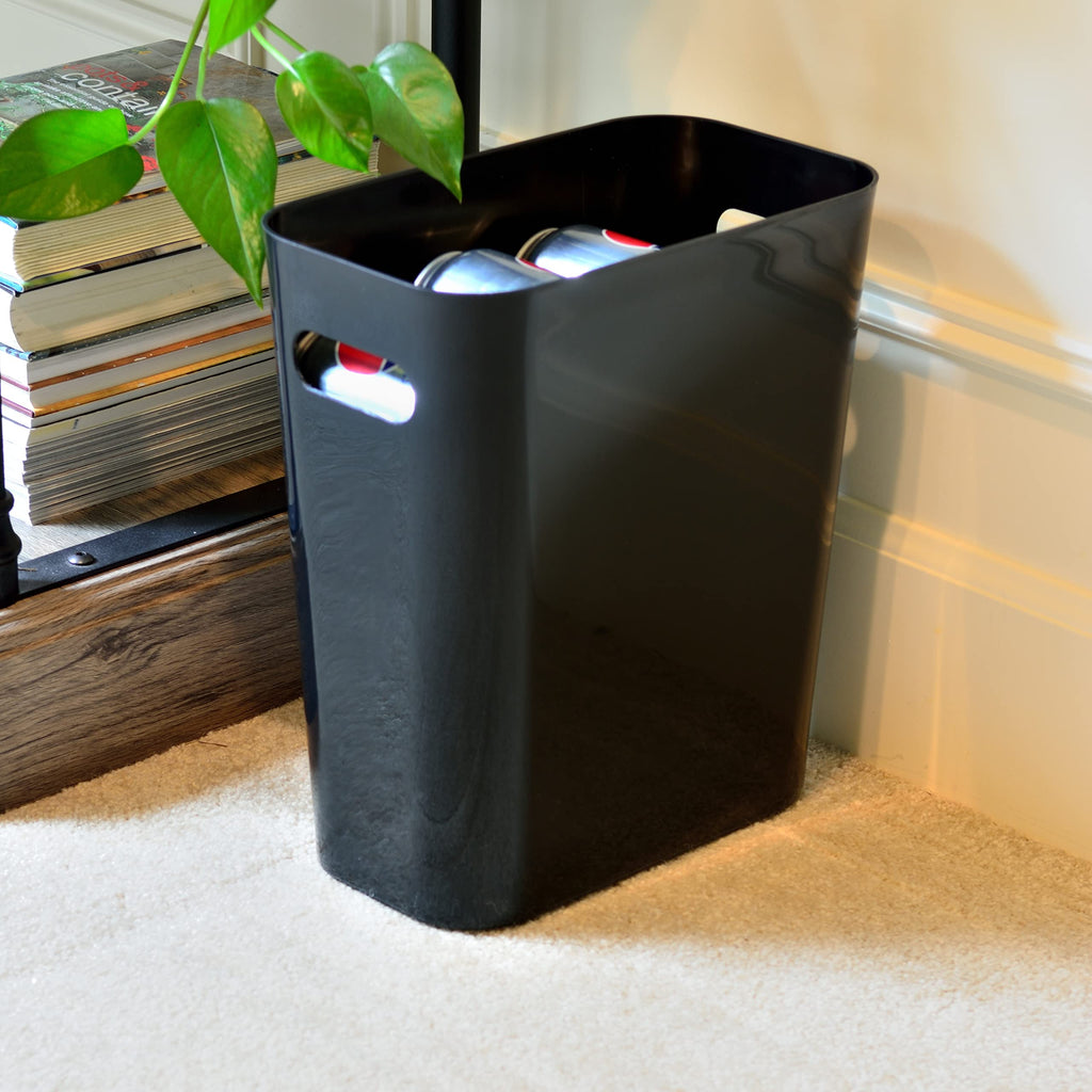 Youngever 1 Pack 3 Gallon Slim Trash Can, Plastic Garbage Container Bin, Trash Bin with Handles for Home Office, Living Room, Study Room, Kitchen, Bathroom