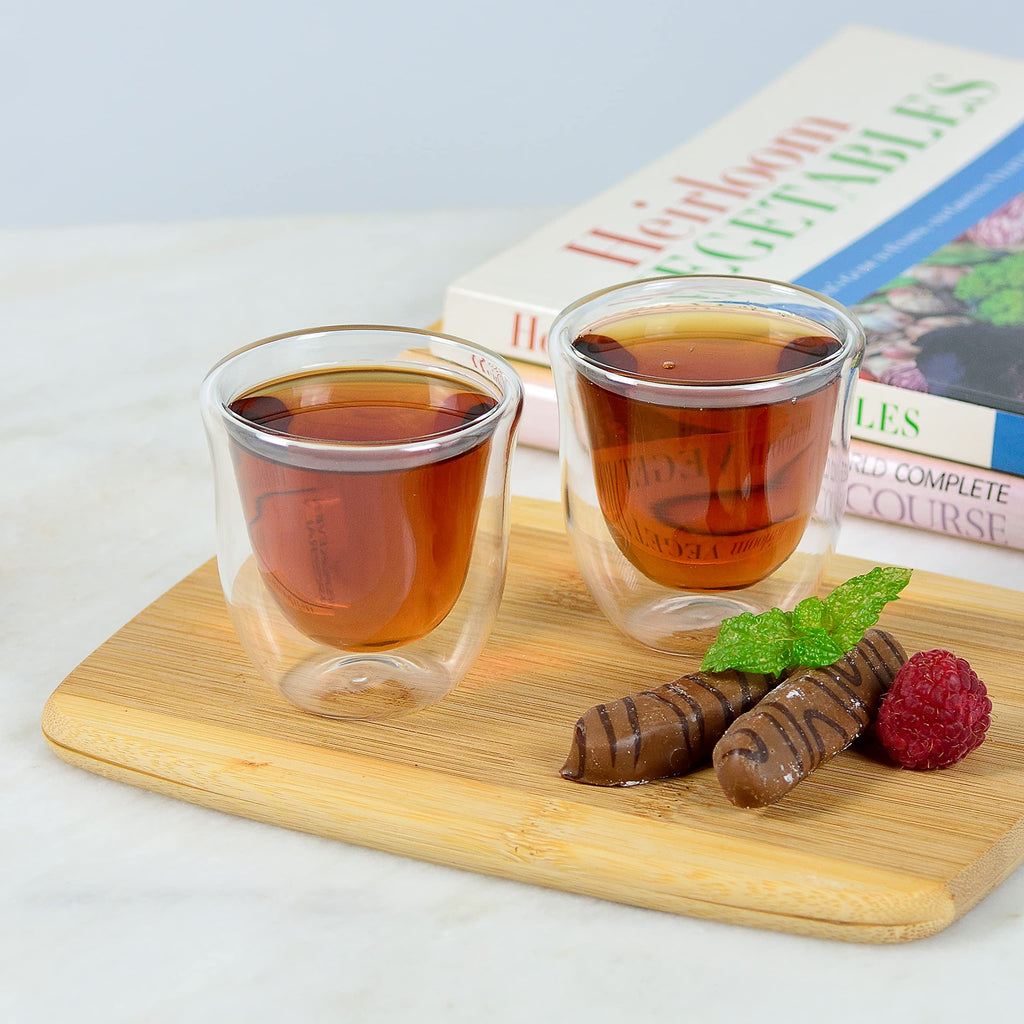Youngever 4 Pack Espresso Cups, Double Wall Thermo Insulated Espresso Cups, Glass Coffee Cups