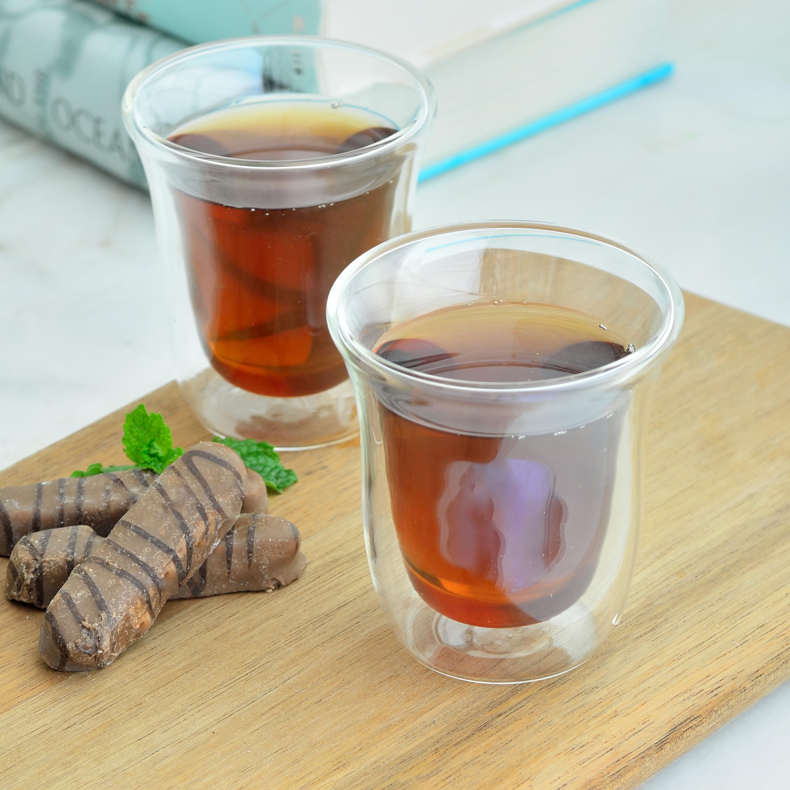 Youngever 3 Pack Espresso Cups, Double Wall Thermo Insulated Espresso Cups, Glass Coffee Cups, 3.5 Ounce