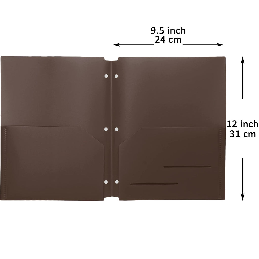 Youngever 6 Pack Heavy Duty Plastic Two Pocket Folders, Binder Dividers with Pocket, 3 Hole Punch Folder with Notches, Binder Folders