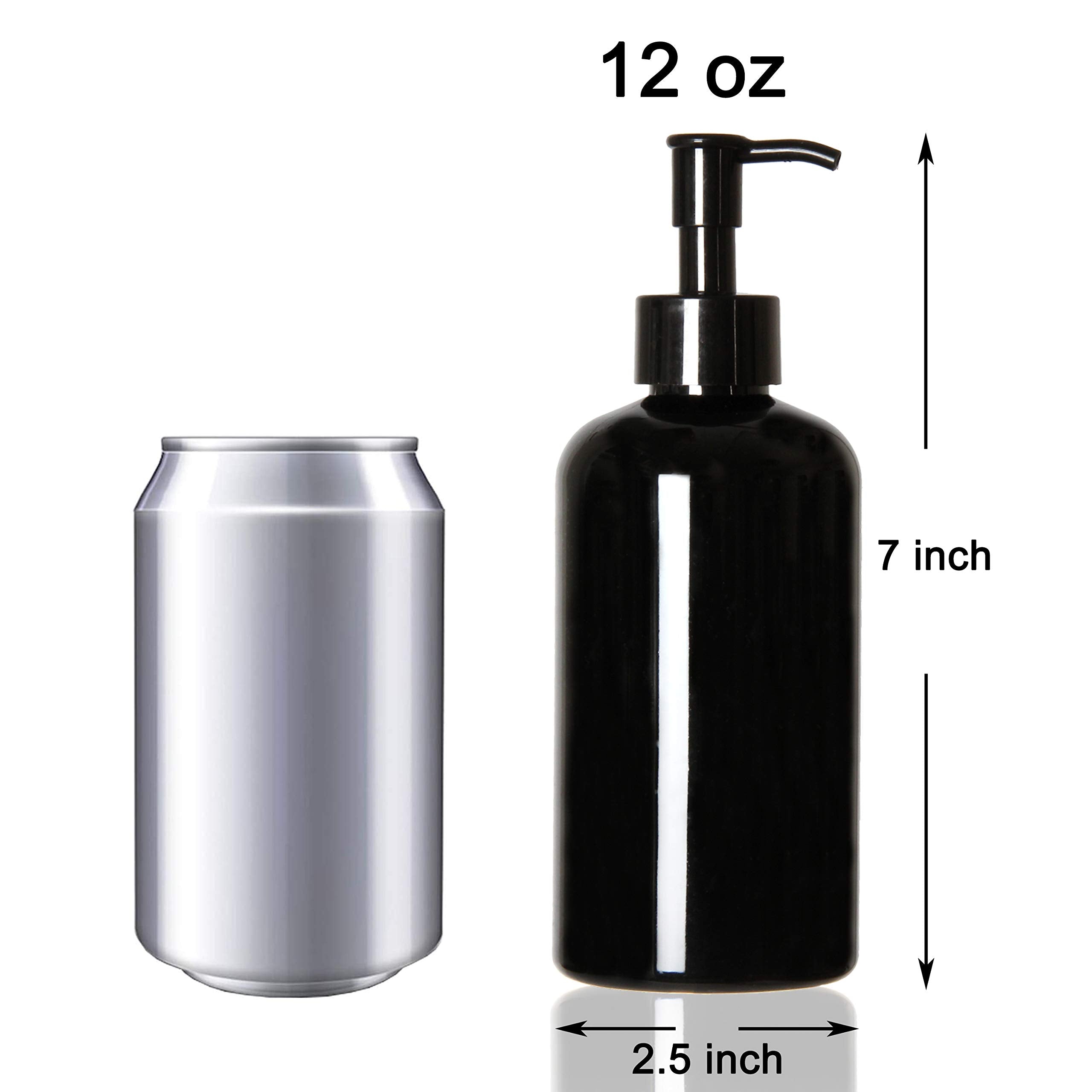Youngever 6 Pack Plastic Pump Bottles 12 Ounce, Refillable Plastic Pump Bottles with Travel Lock