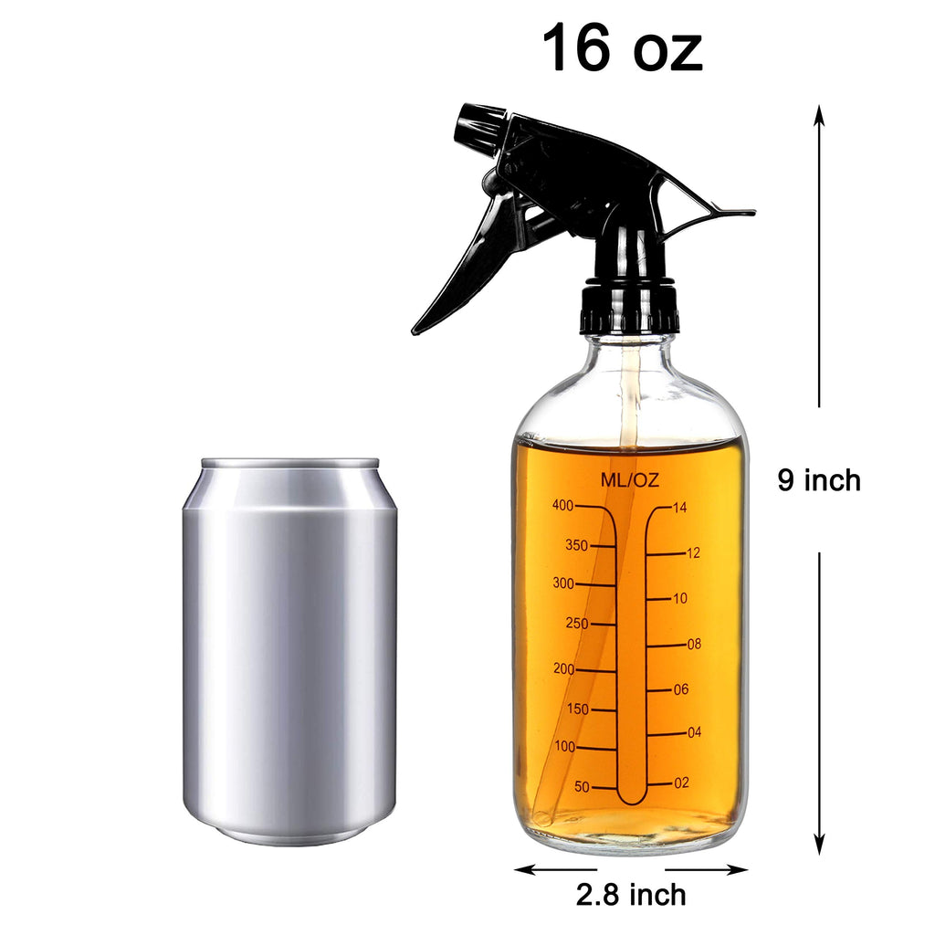 Youngever 4 Pack 16 Ounce Empty Glass Spray Bottles with Measurements, Spray Bottles for Hair and Cleaning Solutions