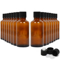 Youngever 16 Pack Amber Glass Bottles with Lids, Refillable Container for Essential Oils, Vanilla Extract and more