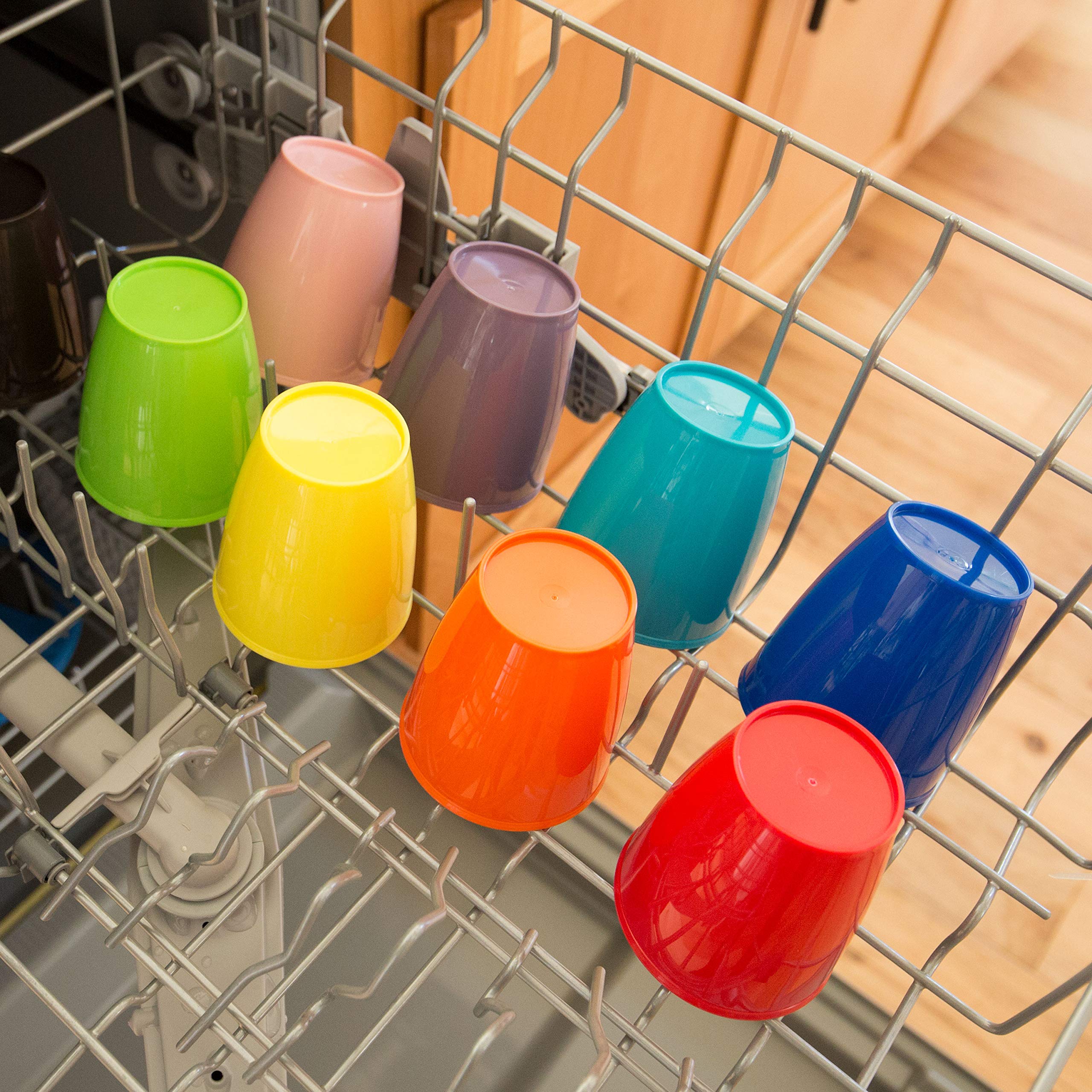 Youngever 240ml Kids Cups, 9 Pack Kids Plastic Cups In 9 Assorted Colors, 240ml Kids Drinking Cups, Unbreakable Toddler Cups