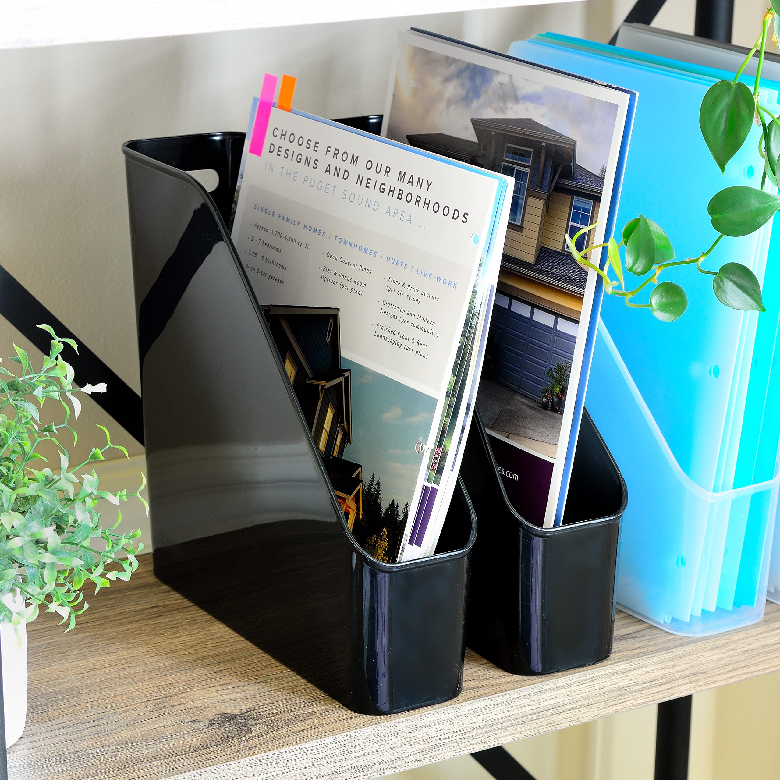 Youngever 3 Pack File Folder Bin Storage, Plastic File Folder Bin Organizer with Handle