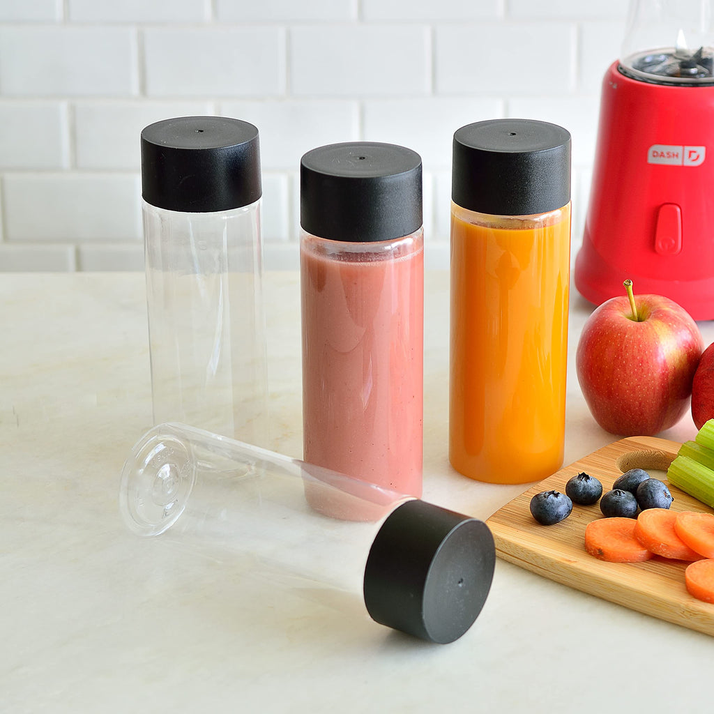 Youngever 8 Pack 10 Ounce Plastic Juice Bottles with Caps, Drinking Bottles with Lids, Beverage Containers