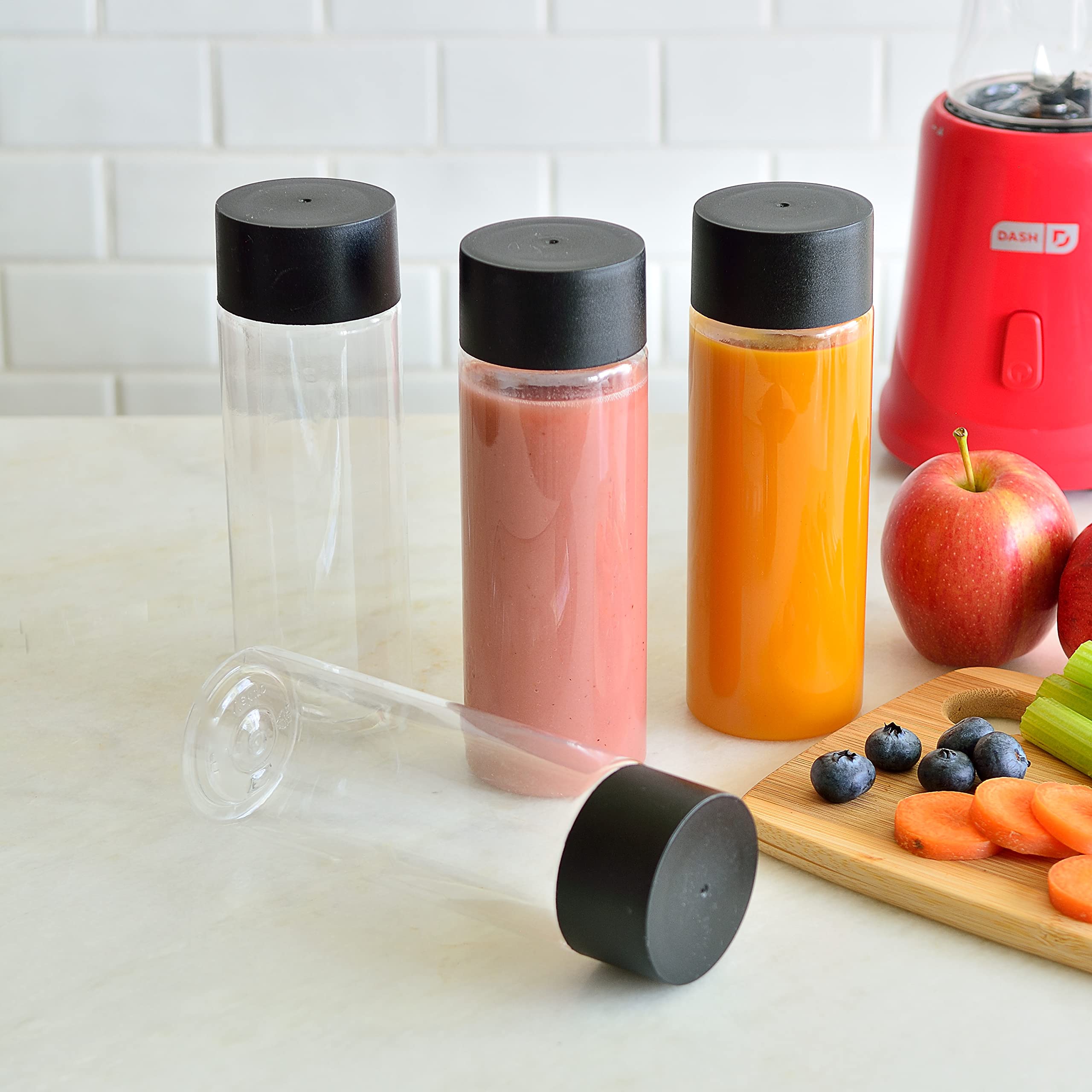 Youngever 8 Pack 10 Ounce Plastic Juice Bottles with Caps, Drinking Bottles with Lids, Beverage Containers