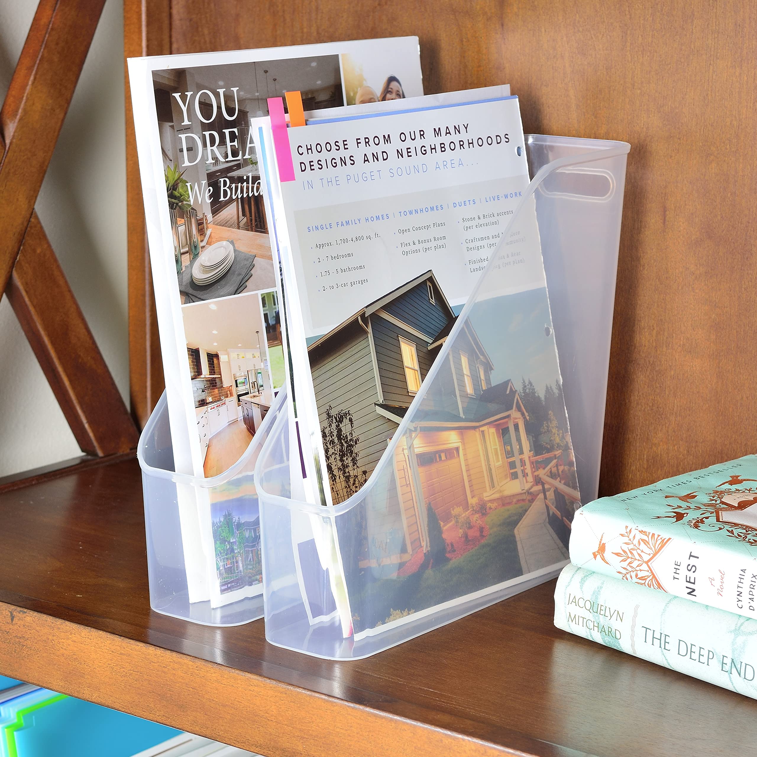 Youngever 3 Pack File Folder Bin Storage, Plastic File Folder Bin Organizer with Handle