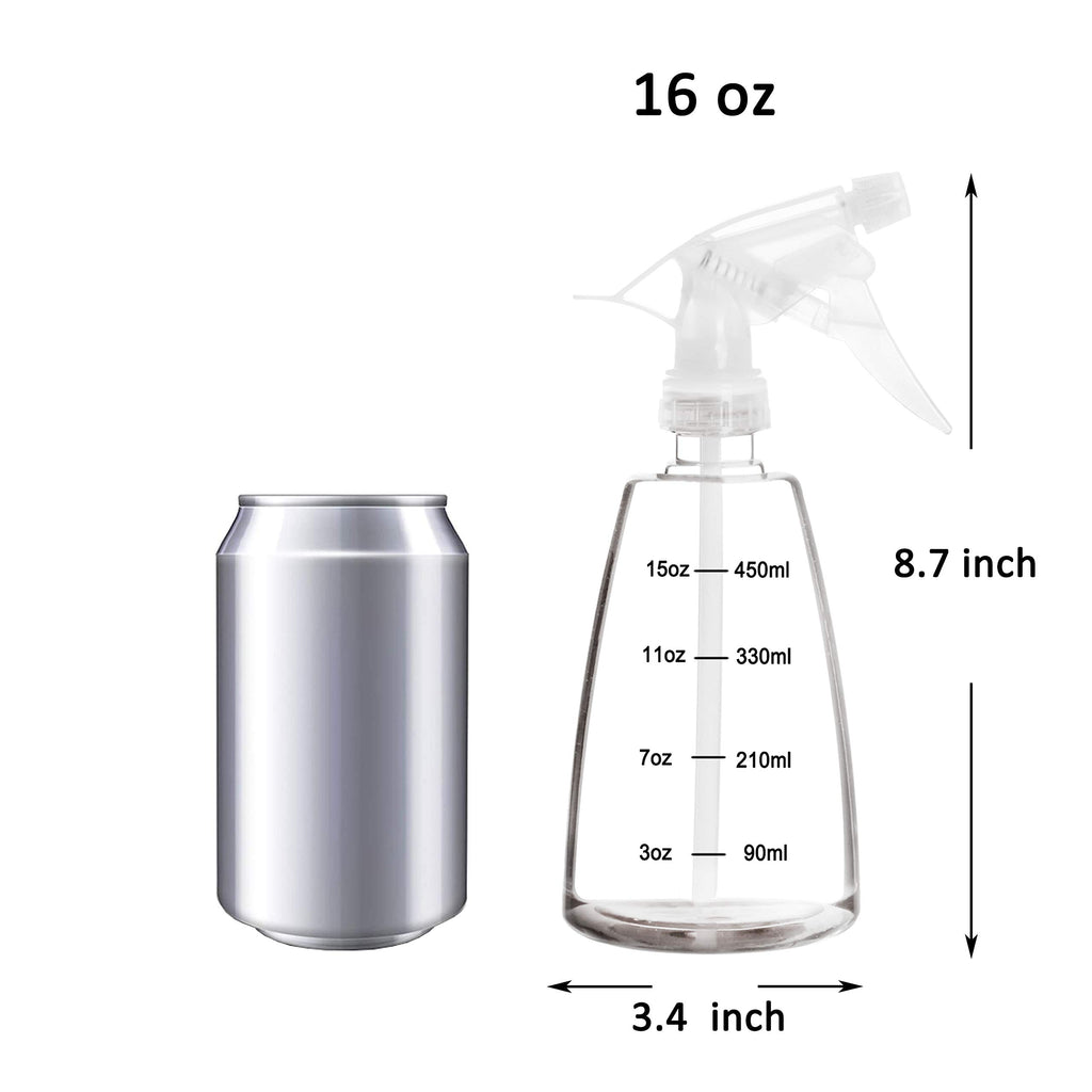 Youngever 5 Pack Empty Plastic Spray Bottles, 16 Ounce Spray Bottles for Hair and Cleaning Solutions