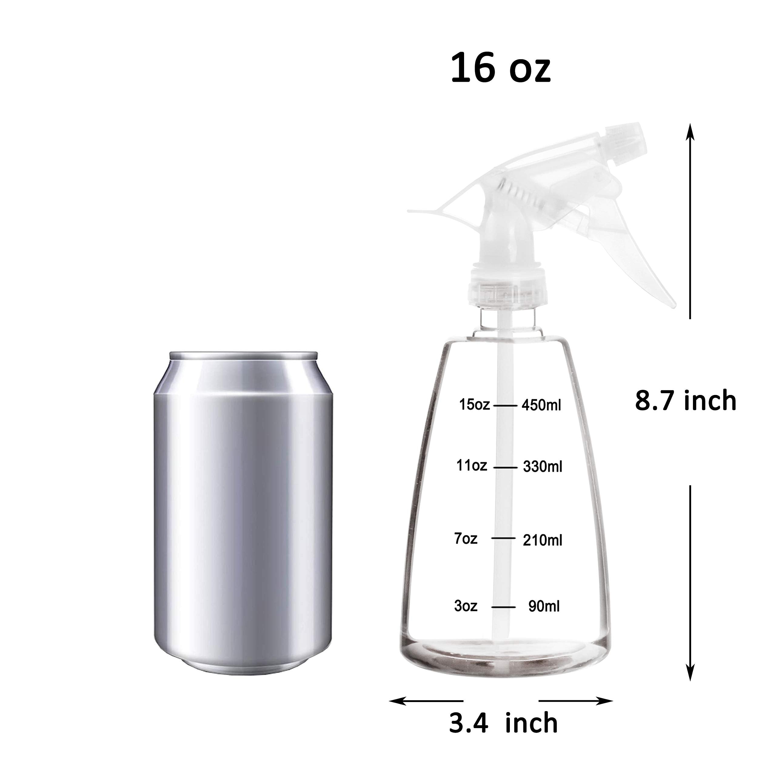 Youngever 5 Pack Empty Plastic Spray Bottles, 16 Ounce Spray Bottles for Hair and Cleaning Solutions