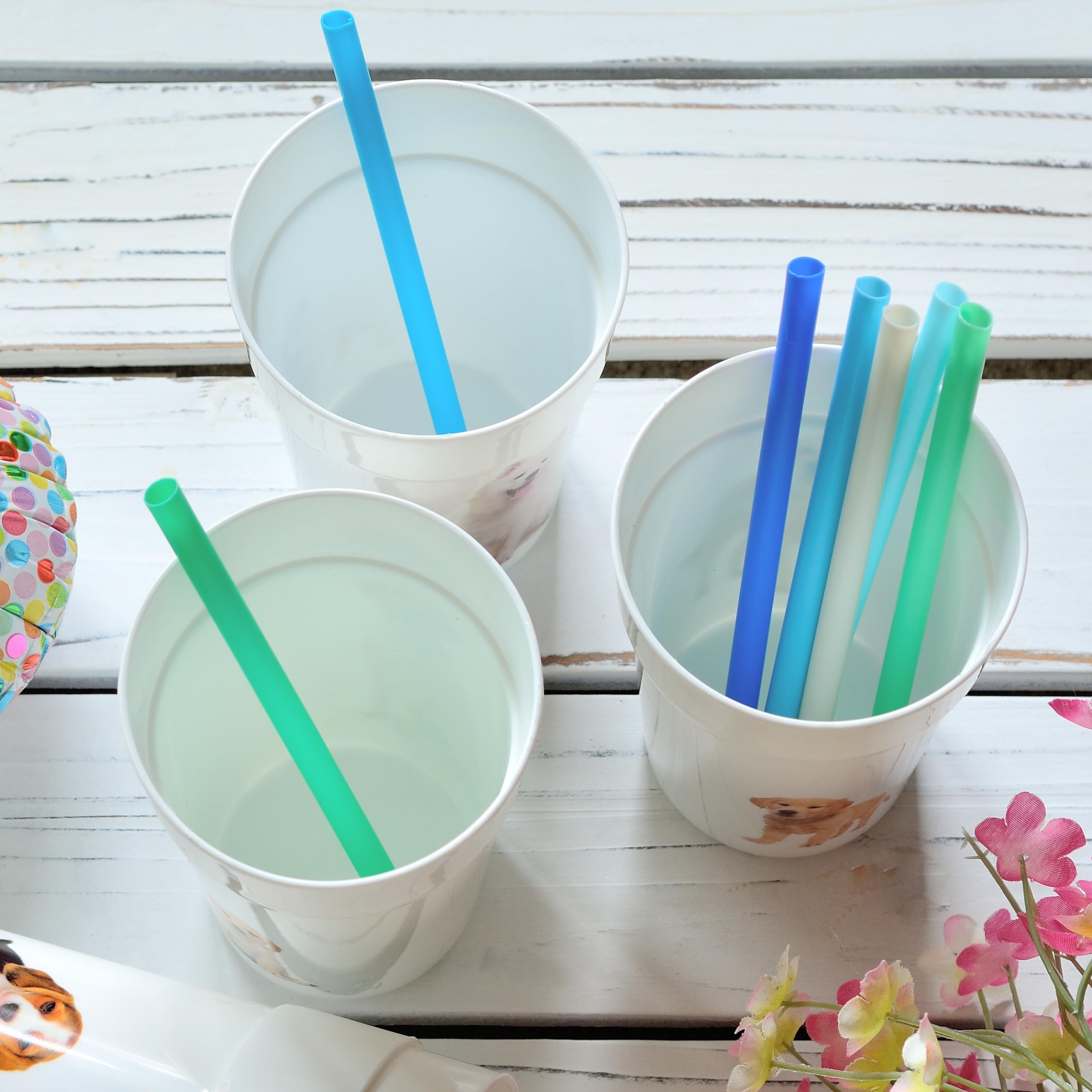 Youngever 7 Pack Kids Plastic Straws, 5 Inch Reusable Plastic Straws for Kids and Toddlers