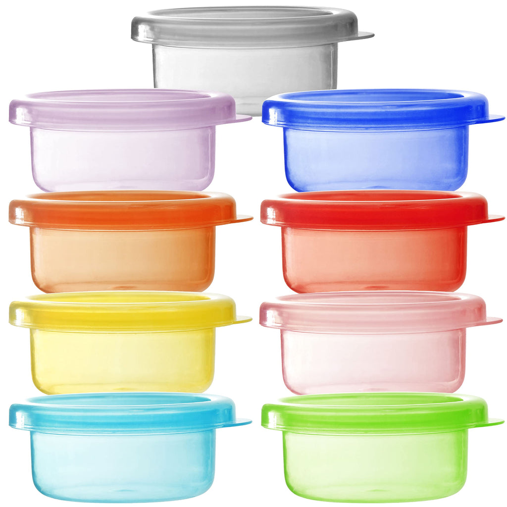 Youngever 9 Pack Snack and Meal Prep Containers, Small Food Storage With Lids, Condiment Cups, Sauce and Dressing Containers