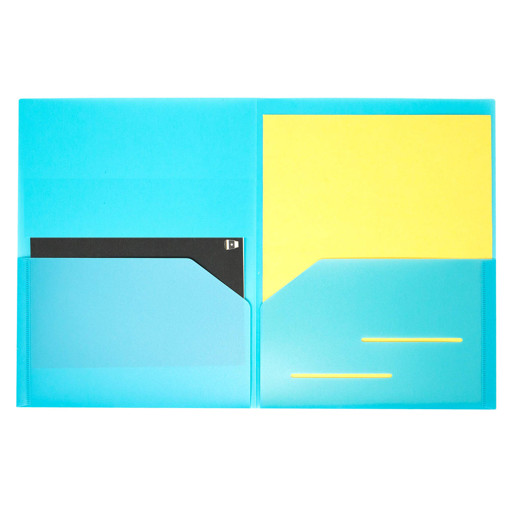 Youngever 6 Pack Heavy Duty Plastic Two Pocket Folders, Heavy Duty Plastic 2 Pocket Folder
