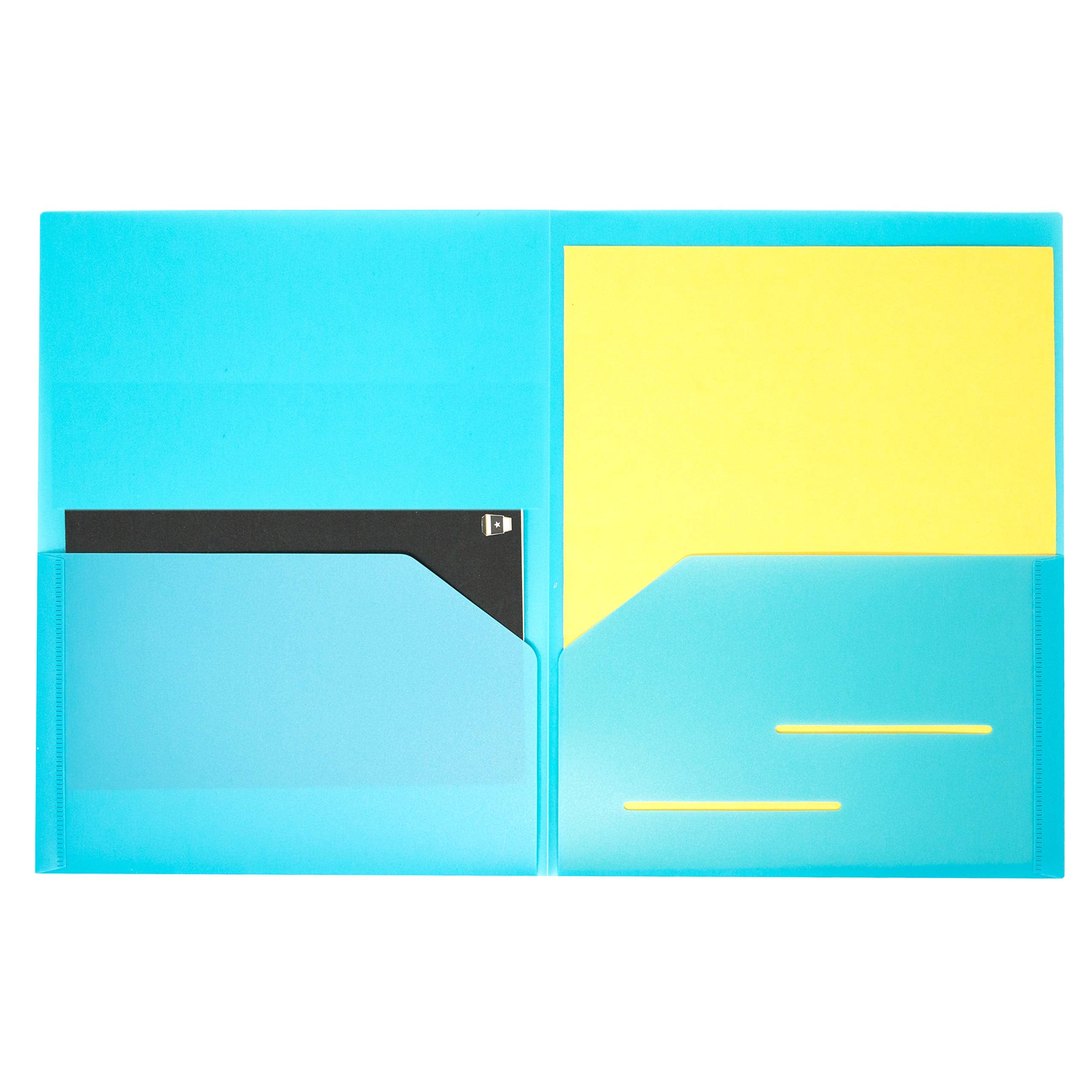 Youngever 6 Pack Heavy Duty Plastic Two Pocket Folders, Heavy Duty Plastic 2 Pocket Folder