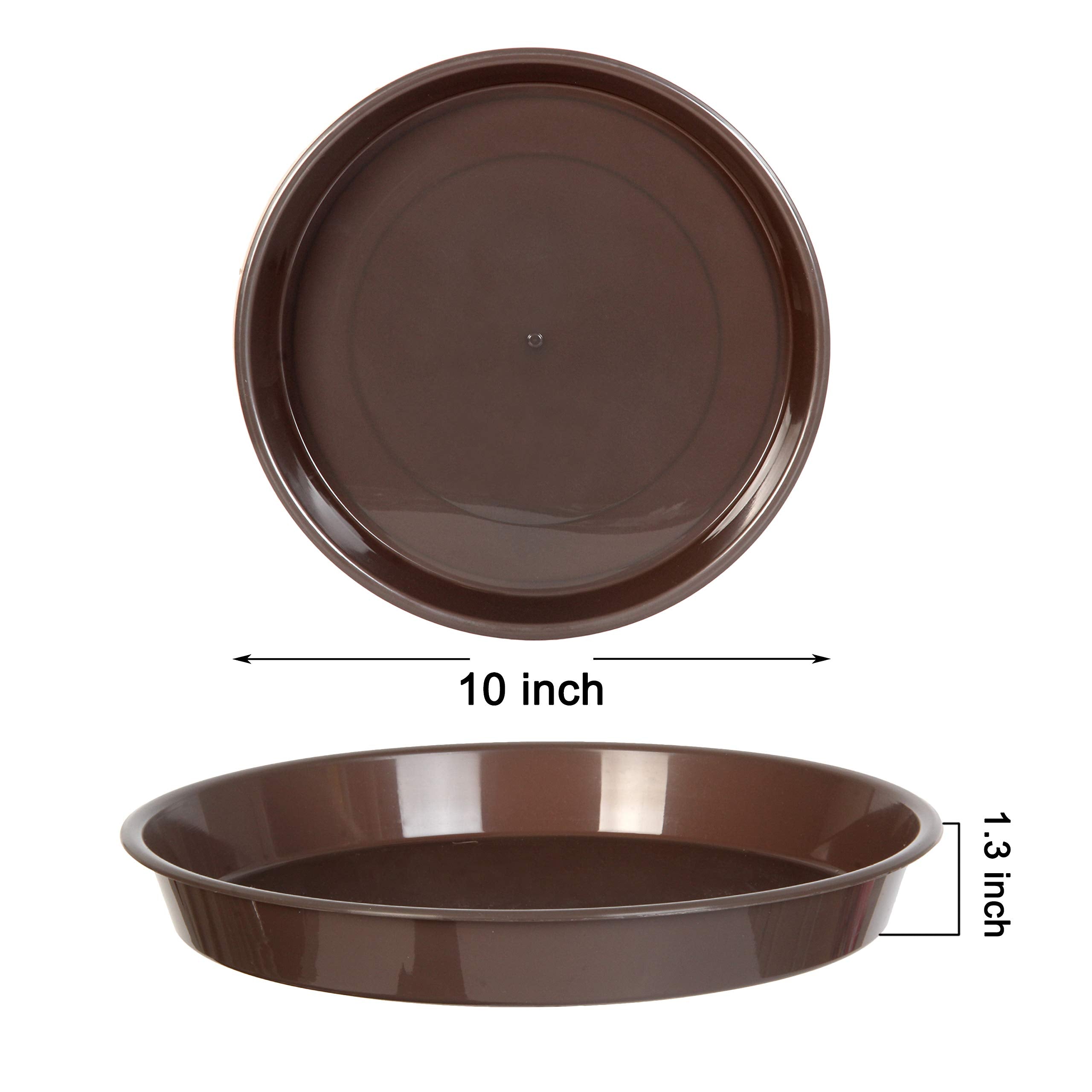 Youngever 10 Pack 10 Inch Plastic Plant Saucers, Thick and Heavy Duty Plastic Saucer Flowerpot Trays, Excellent for Indoor and Outdoor Plants