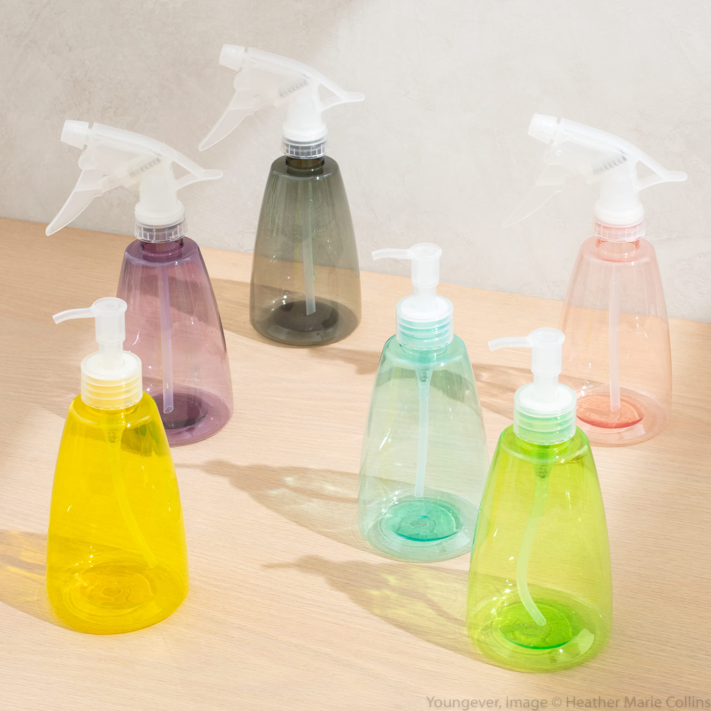 Youngever 6 Pack Empty Plastic Spray Bottles, Spray Bottles for Hair and Cleaning Solutions in 6 Colors