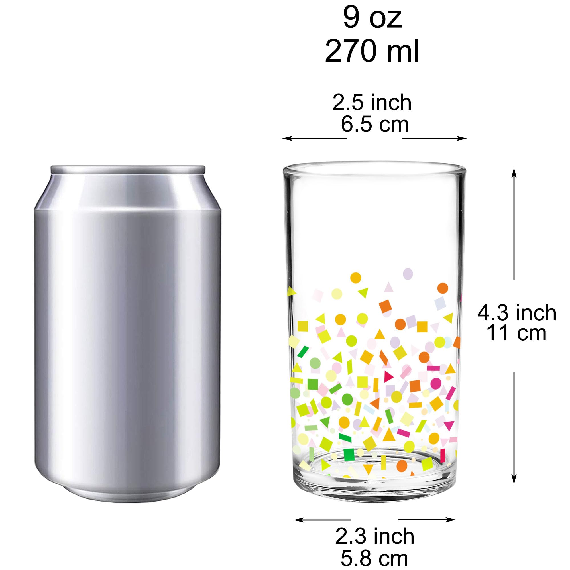 Youngever 4 Pack 9 Ounce Plastic Tumblers, Plastic Glasses, Cafe Break-Resistant Drinking Glasses, Shatterproof Beverage Tumblers, Reusable | NO BPA | Top-rack Dishwasher Safe (3D Confetti)