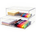 Youngever 2 Pack Stackable Office Drawer Organizers, Office Desk Organizers, Clear Stationery Organizers (12 x 7.5 x 3.5 inch)