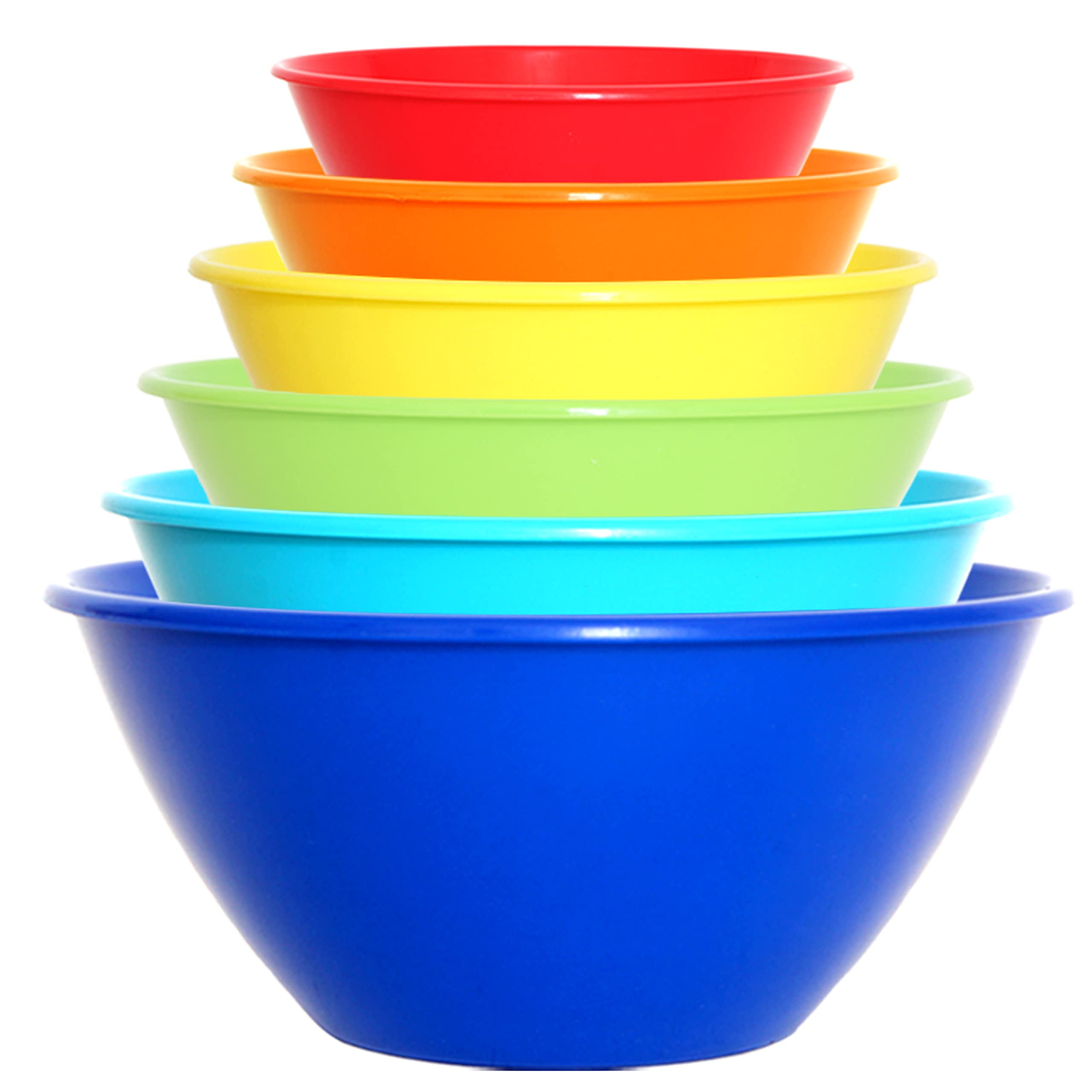Youngever 6 Pack Large Plastic Mixing and Serving Bowls, Plastic Nesting Bowls Set (120OZ, 80OZ, 50OZ, 32OZ, 22OZ, 12OZ)