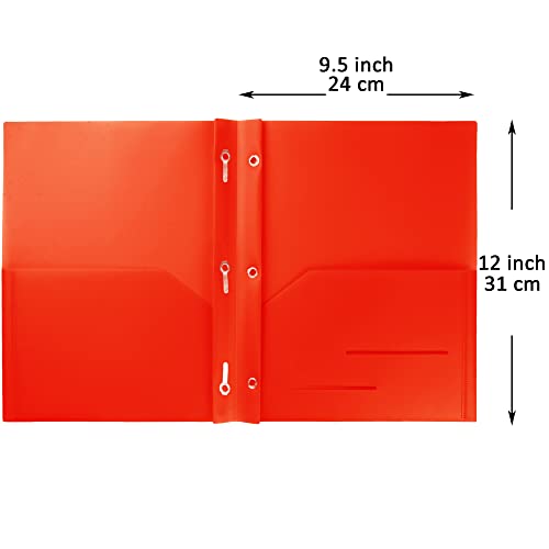 Youngever 6 Pack Heavy Duty Plastic Two Pocket Folders with 3 Prongs, Metal Prongs Fastener, Heavy Duty Plastic 2 Pocket Folder