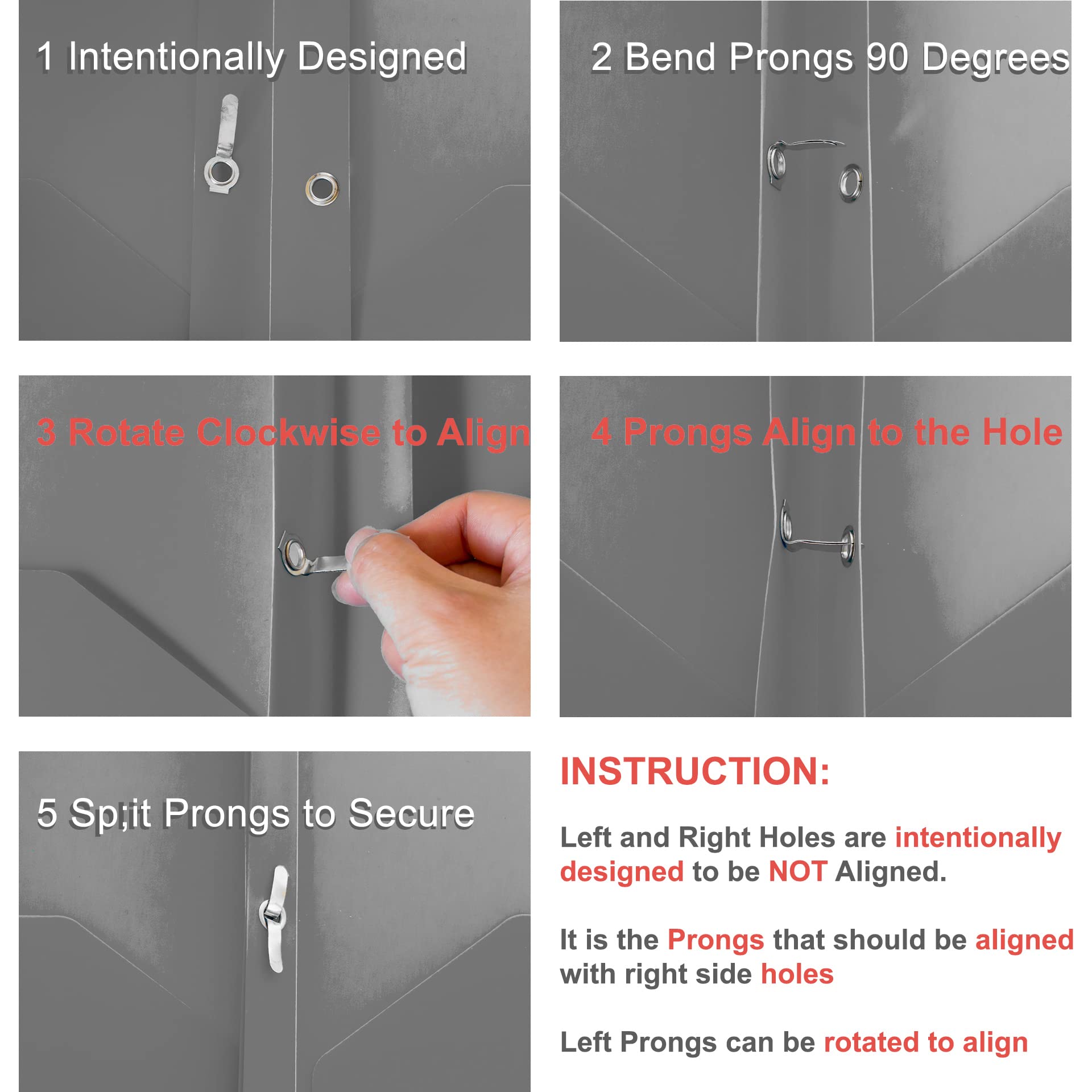 Youngever 6 Pack Heavy Duty Plastic Two Pocket Folders with 3 Prongs, Metal Prongs Fastener, Heavy Duty Plastic 2 Pocket Folder, in 6 Urban Colors