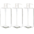 Youngever 3 Pack 24 Ounce Plastic Pump Bottles, Refillable Square Plastic Pump Bottles for Dispensing Lotions, Shampoos and More (Clear)