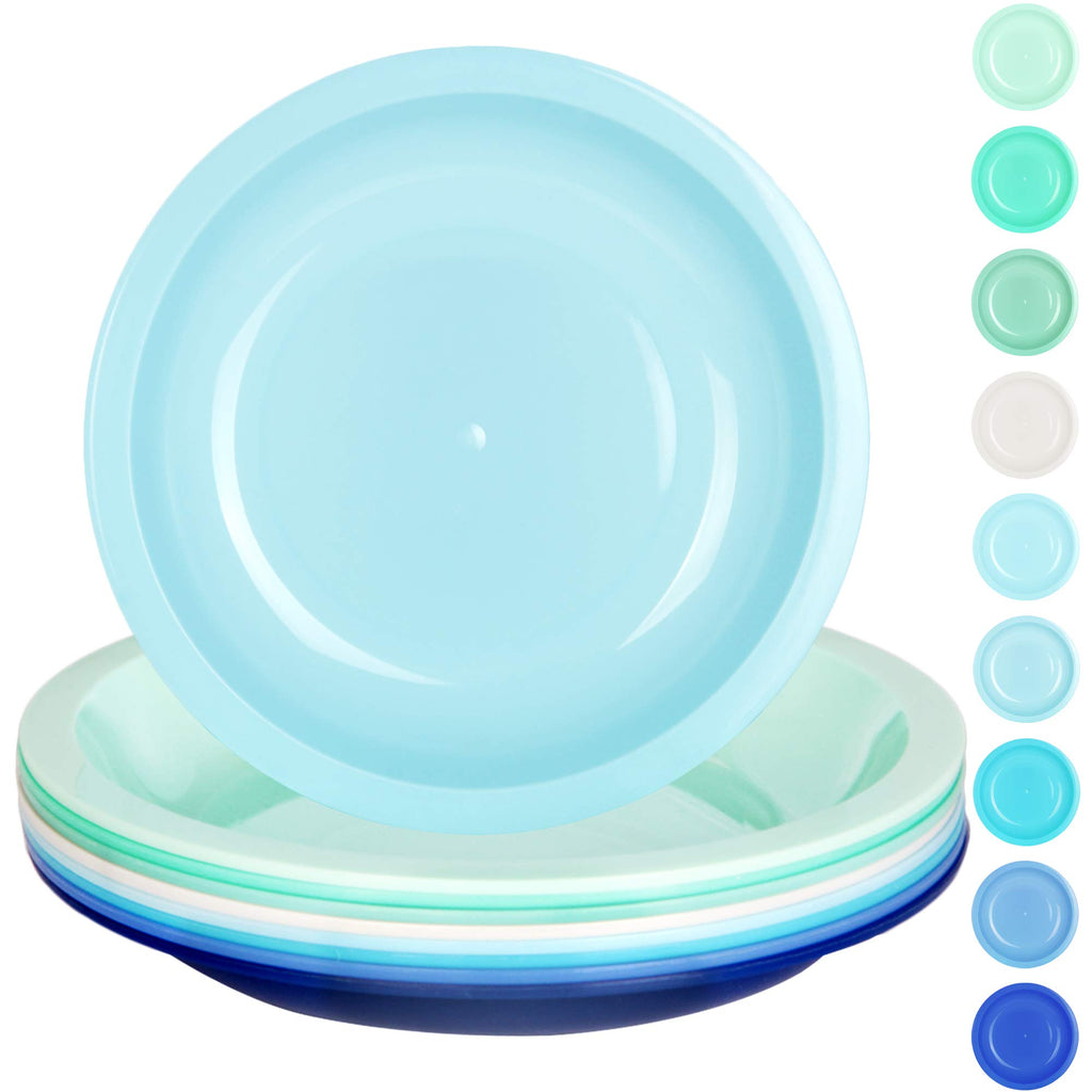 Youngever 9 Pack 20cm Small Plastic Plates, Kids Plates, Re-usable Toddler Plates, Snack Plates, Microwave Safe, Dishwasher Safe, Set of 9