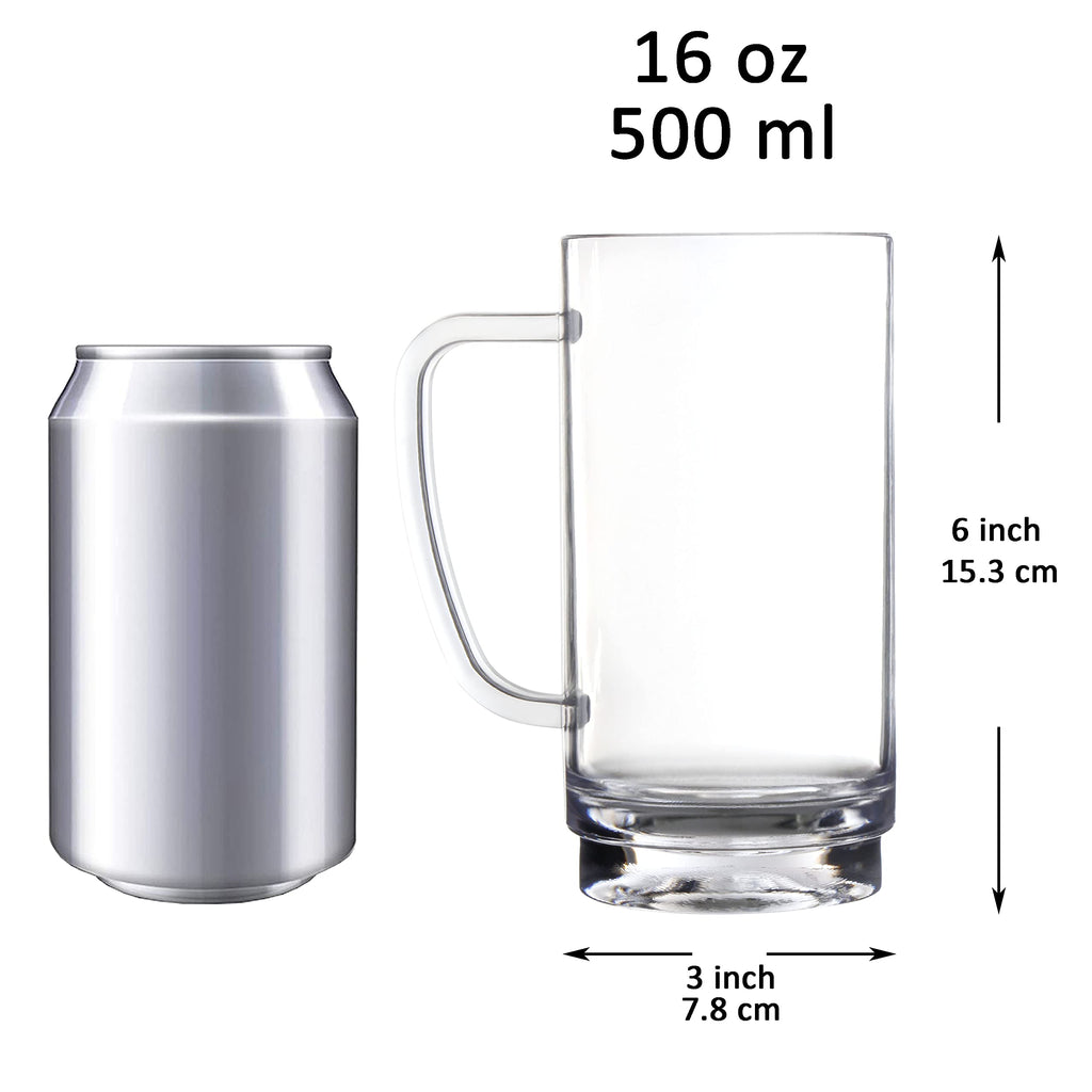 Youngever 4 Pack 16 Ounce Beer Glasses, Reusable Plastic Beer Mugs