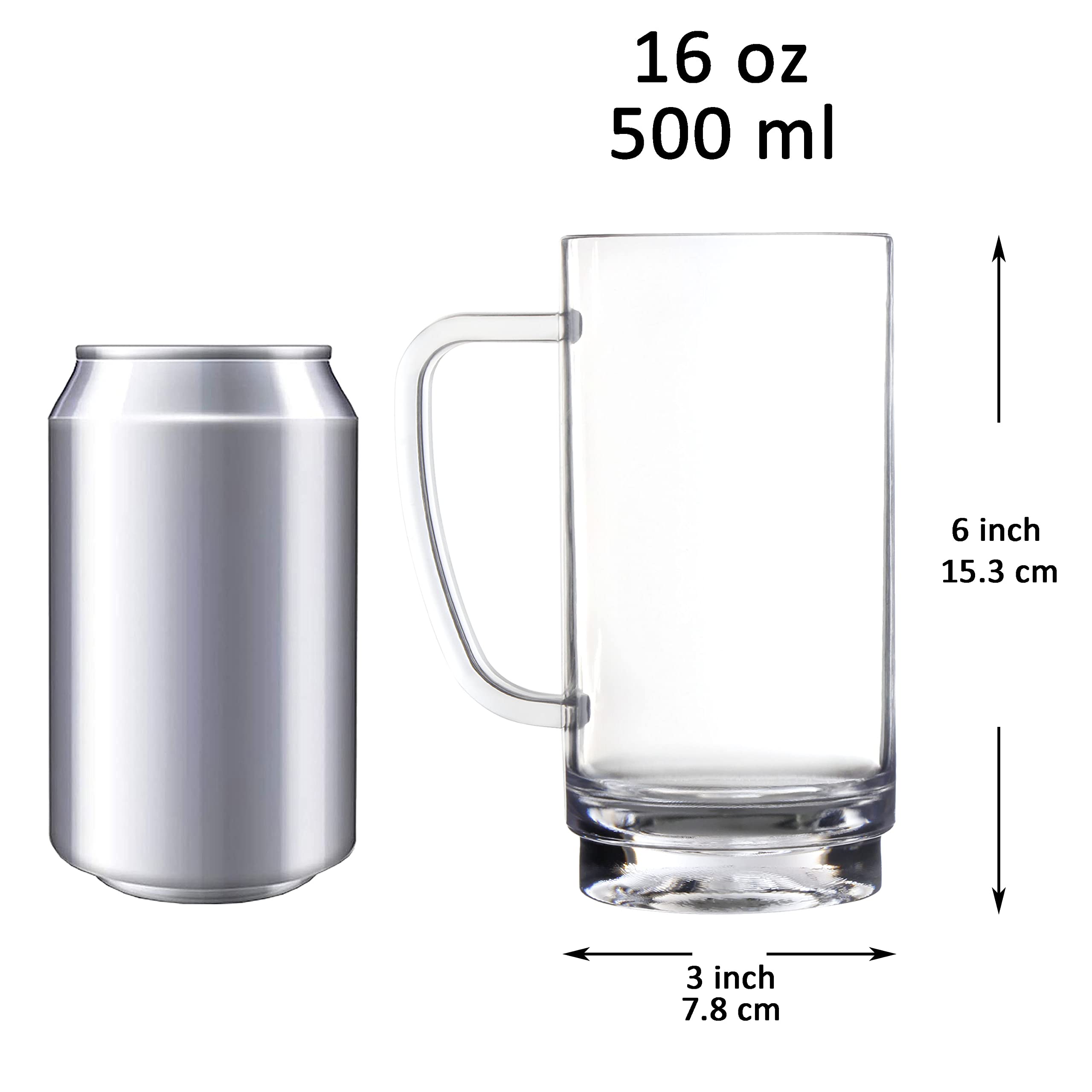 Youngever 4 Pack 16 Ounce Beer Glasses, Reusable Plastic Beer Mugs