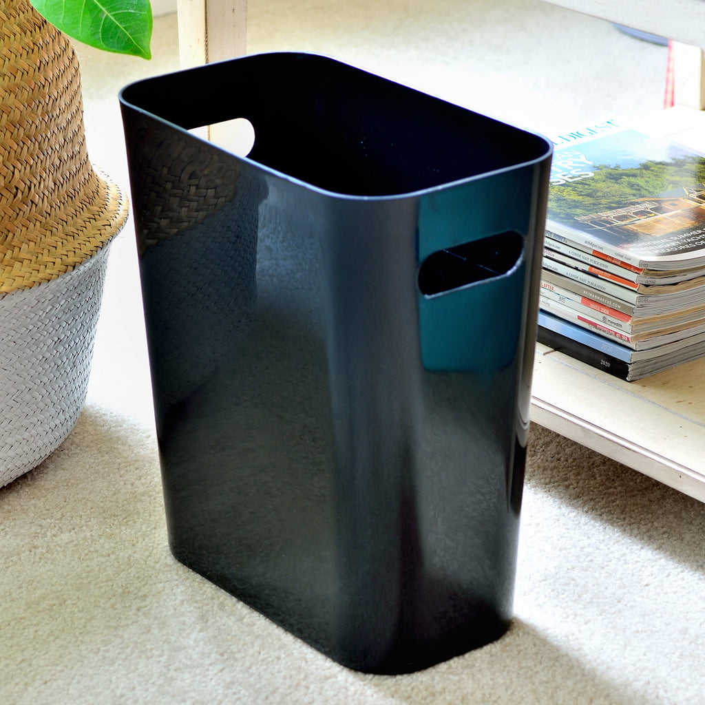 Youngever 2 Pack 3 Gallon Slim Trash Can, Plastic Garbage Container Bin, Trash Bin with Handles for Home Office, Living Room, Study Room, Kitchen, Bathroom
