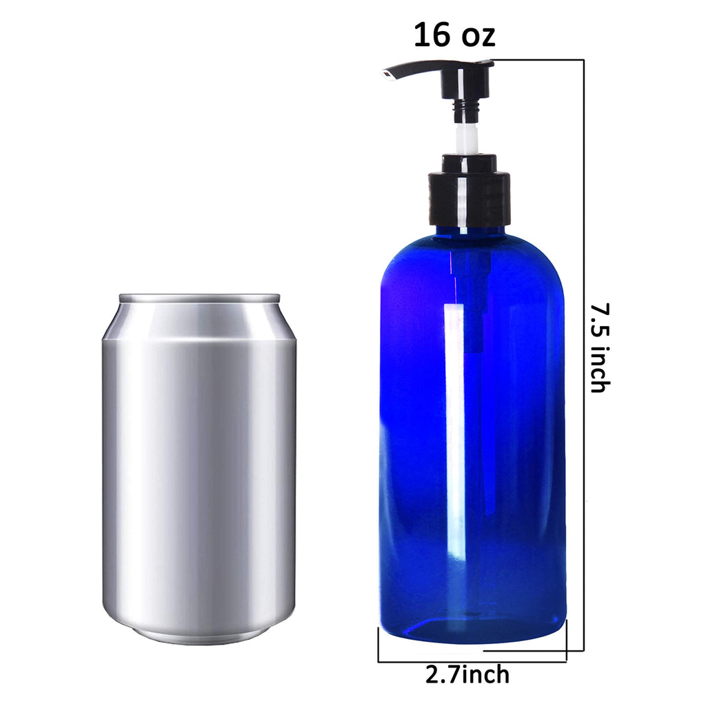 Youngever 5 Pack Plastic Pump Bottles 16 Ounce, Refillable Plastic Pump Bottles