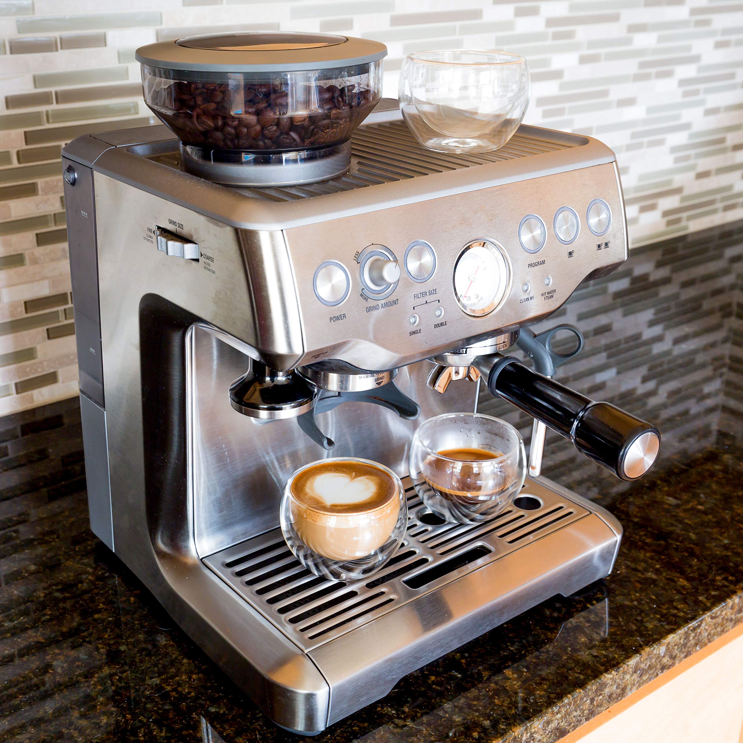 Youngever 3 Pack Espresso Cups, Double Wall Thermo Insulated Espresso Cups, Glass Coffee Cups, 5.5 Ounce (Wide)