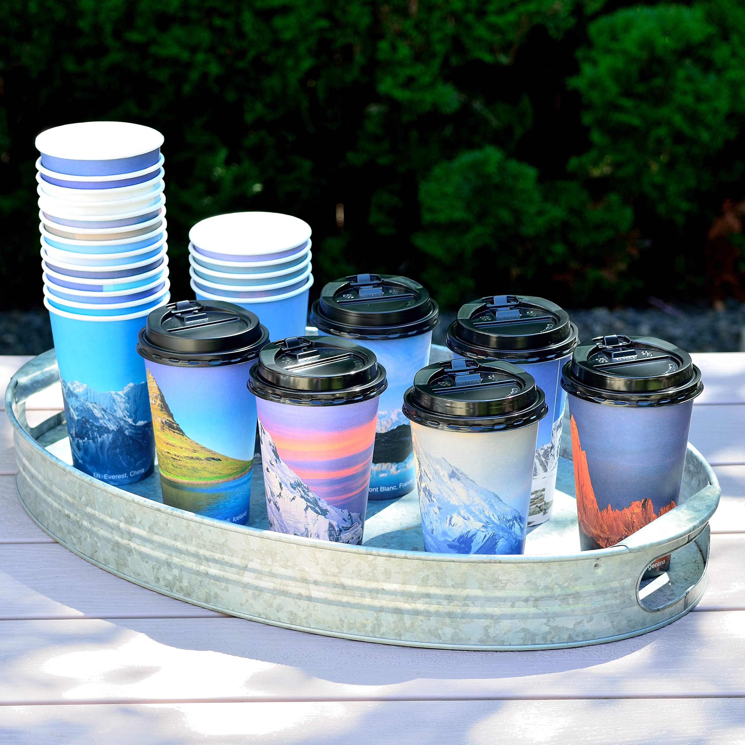 Youngever 72 Sets Disposable Coffee Cups with Lids, To Go Hot Coffee Cups, Durable Paper Cups with Lids