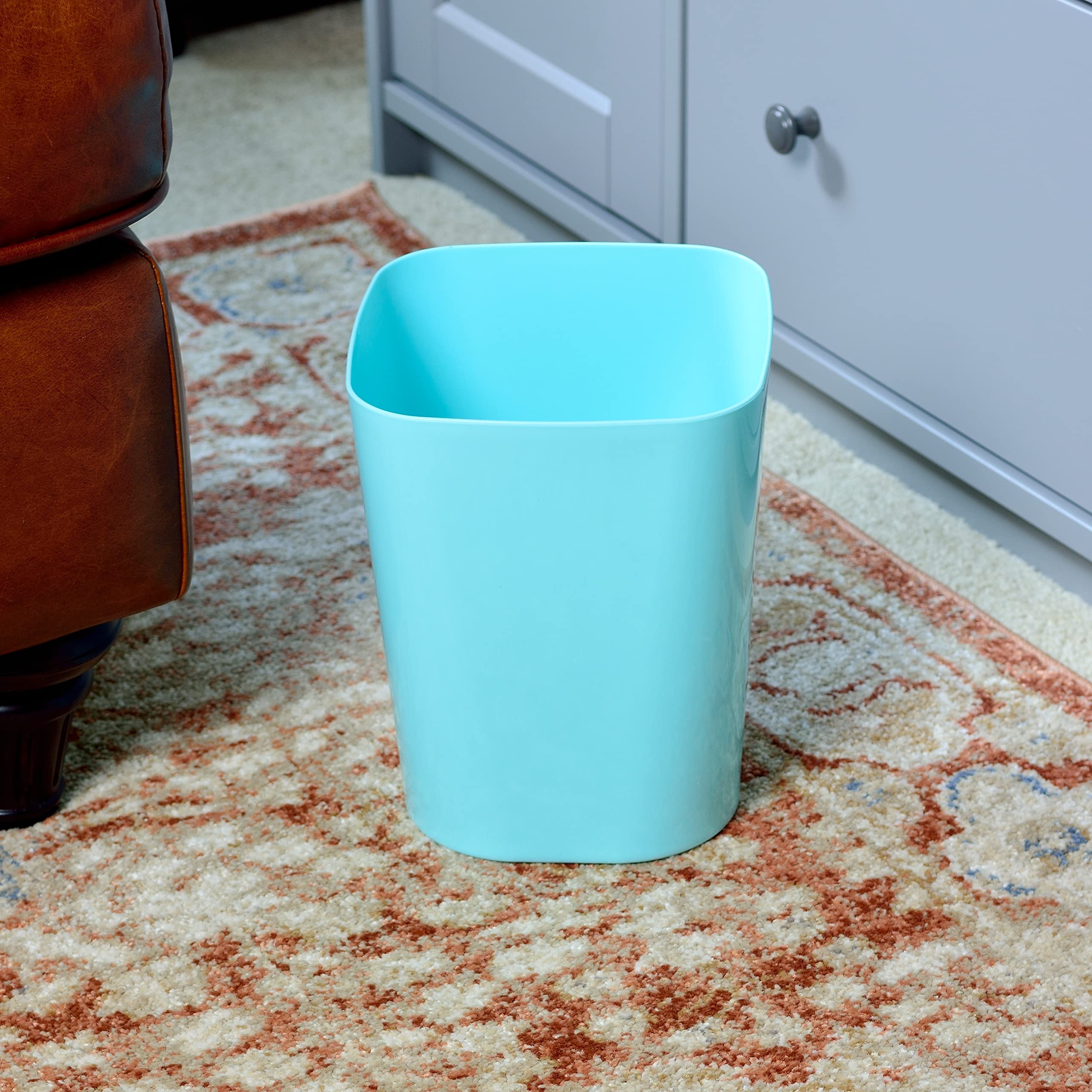 Youngever 2 Pack 1.5 Gallon Square Trash Can, Plastic Garbage Container Bin, Small Trash Bin for Home Office, Living Room, Study Room, Kitchen, Bathroom