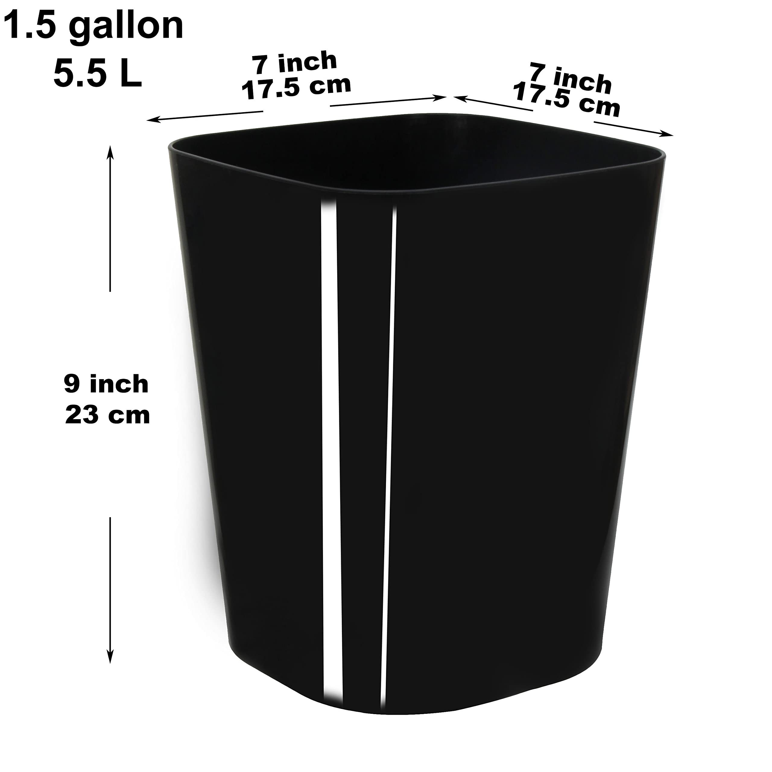 Youngever 2 Pack 1.5 Gallon Square Trash Can, Plastic Garbage Container Bin, Small Trash Bin for Home Office, Living Room, Study Room, Kitchen, Bathroom