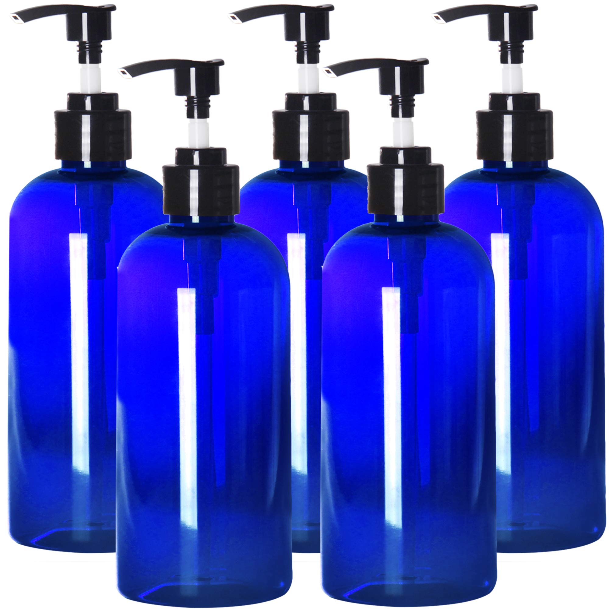 Youngever 5 Pack Plastic Pump Bottles 16 Ounce, Refillable Plastic Pump Bottles