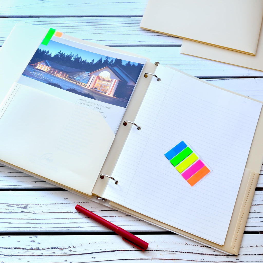 Youngever 6 Pack Heavy Duty Plastic Two Pocket Folders, Binder Dividers with Pocket, 3 Hole Punch Folder with Notches, Binder Folders