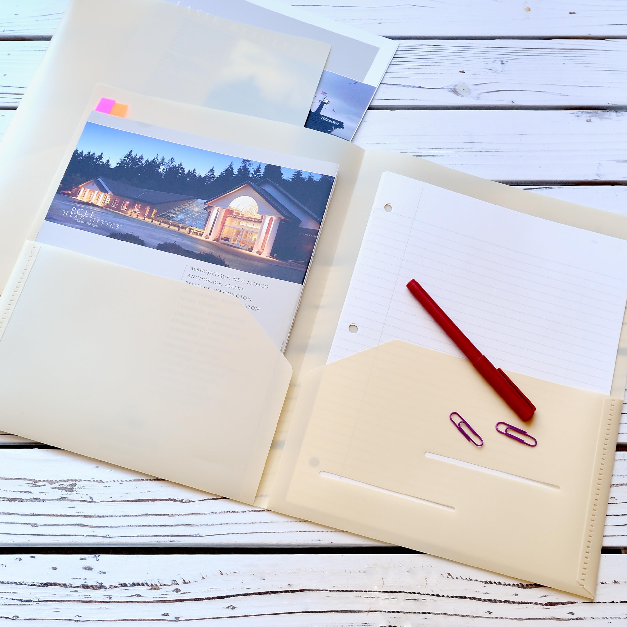 Youngever 6 Pack Heavy Duty Plastic Two Pocket Folders, Heavy Duty Plastic 2 Pocket Folder