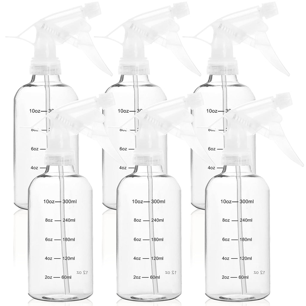 Youngever 6 Pack Empty Plastic Spray Bottles with Measurement, Spray Bottles for Hair and Cleaning Solutions