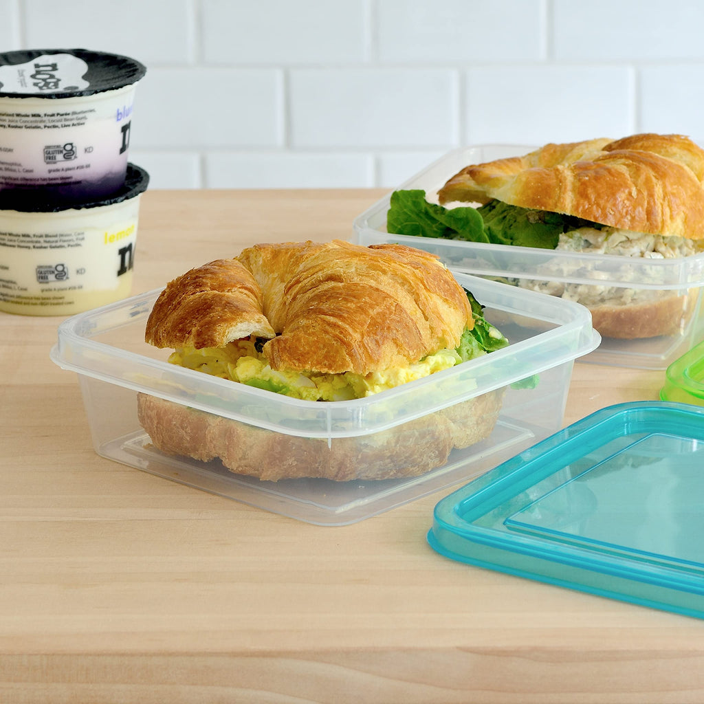 Youngever 3 Pack 20 Ounce Sandwich Containers for Lunch Box, Reusable Food Storage Containers, Meal Prep Containers, Single Sandwich