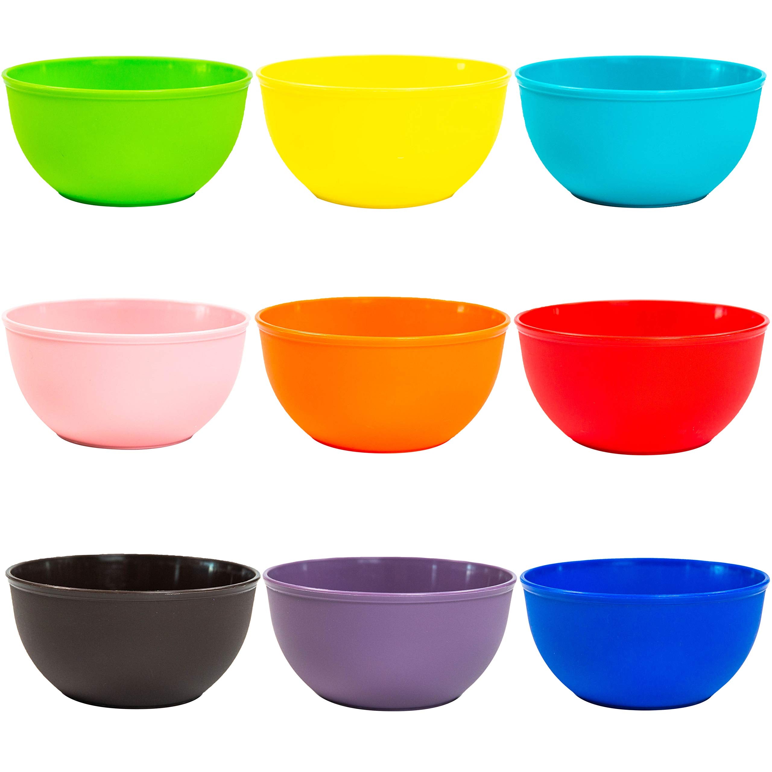 Youngever 9 Pack 10 Ounce Plastic Bowls, Kids Plastic Bowls, Set of 9